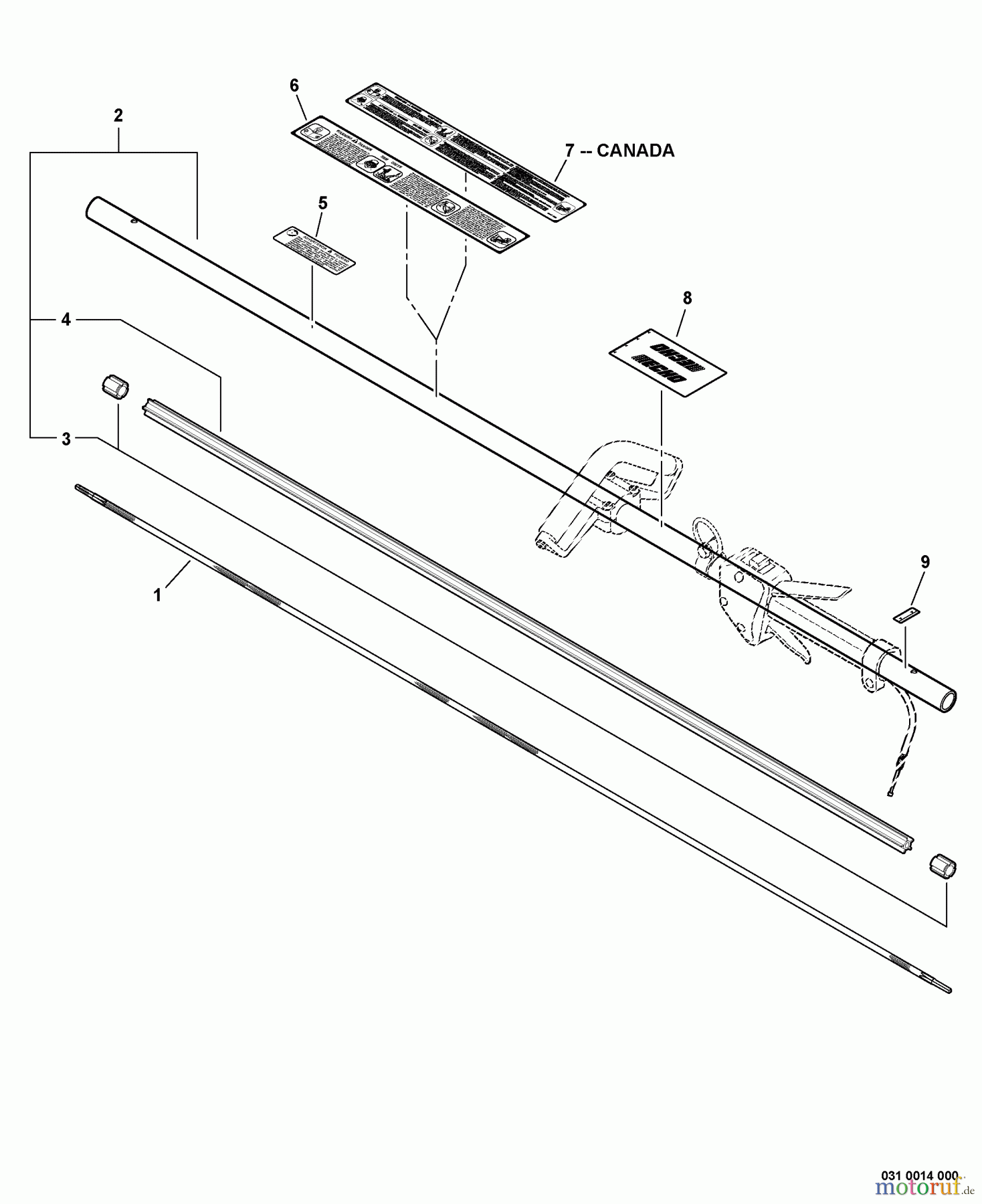  Echo Trimmer, Faden / Bürste SRM-311 - Echo String Trimmer, S/N:S66911001001 - S66911999999 Main Pipe Assembly, Driveshaft