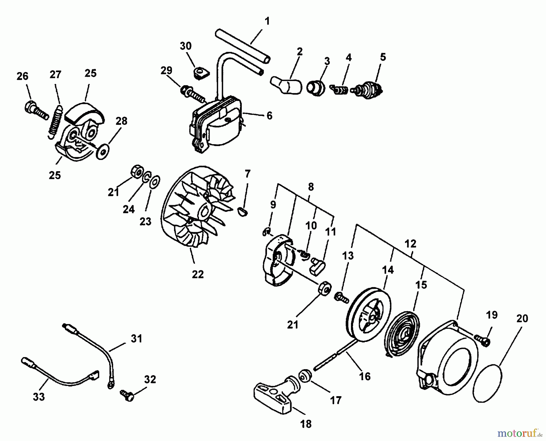 Echo Trimmer, Faden / Bürste SRM-3100 - Echo String Trimmer (Type 2E) Ignition, Starter, Clutch