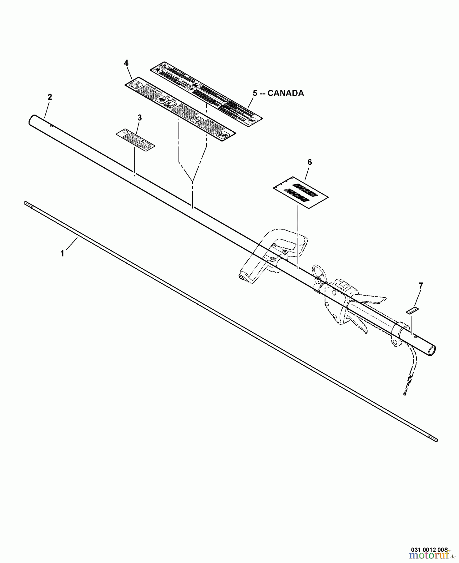 Echo Trimmer, Faden / Bürste SRM-311S - Echo String Trimmer, S/N:09001001 - 09999999 Main Pipe Assembly, Solid Driveshaft