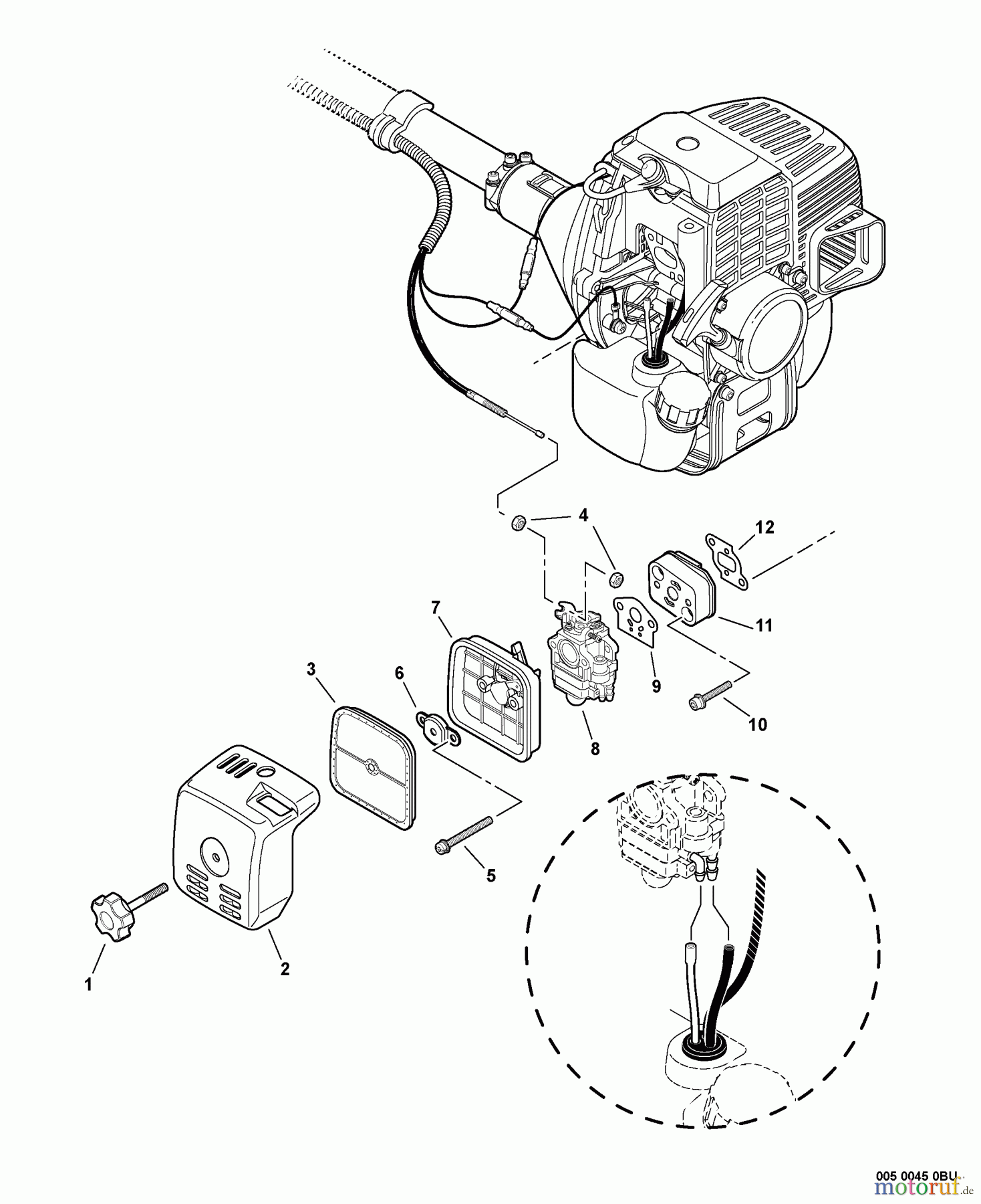 Echo Trimmer, Faden / Bürste SRM-310U - Echo String Trimmer/Brush Cutter, S/N:04001001 - 04999999 Intake