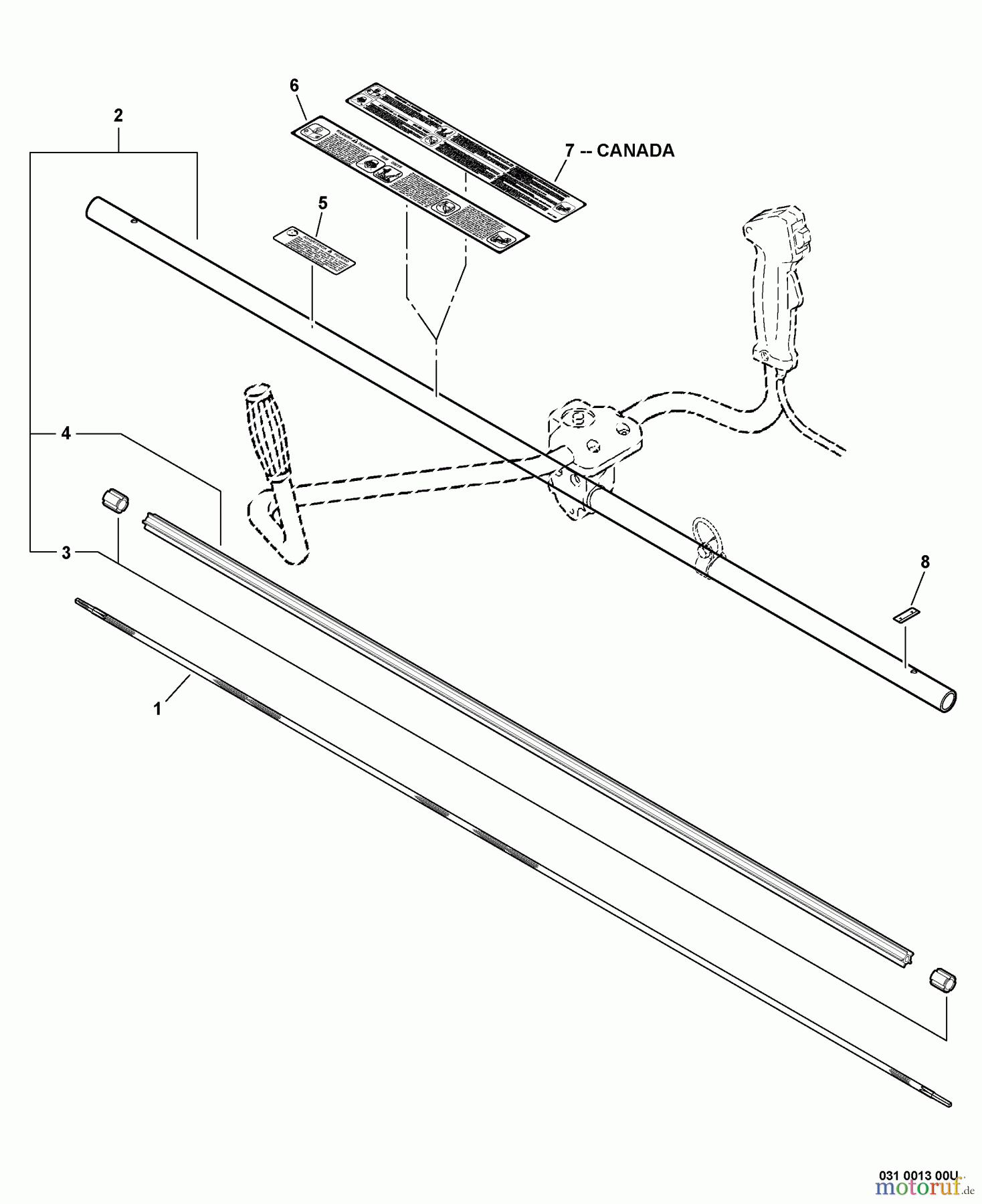 Echo Trimmer, Faden / Bürste SRM-311U - Echo String Trimmer/Brush Cutter, S/N:S67611001001 - S6761199999 Main Pipe Assembly, Driveshaft