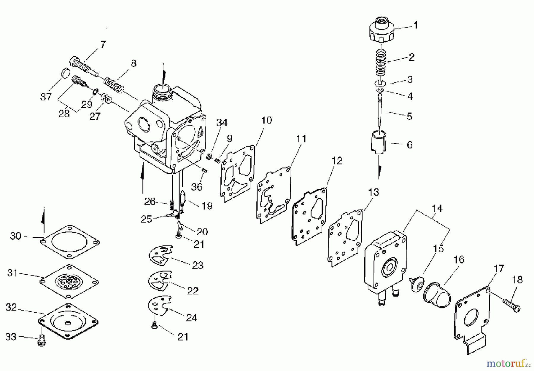 Echo Trimmer, Faden / Bürste SRM-360SL - Echo String Trimmer, S/N: S00836001001 - S00836999999 Carburetor