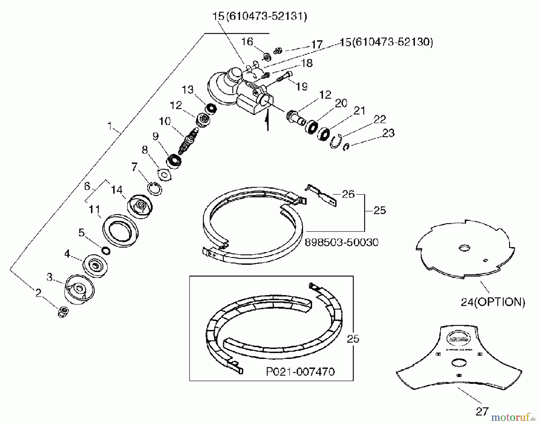  Echo Trimmer, Faden / Bürste SRM-360SL - Echo String Trimmer, S/N: S00836001001 - S00836999999 Gear Case(U-Handle Type), Blade