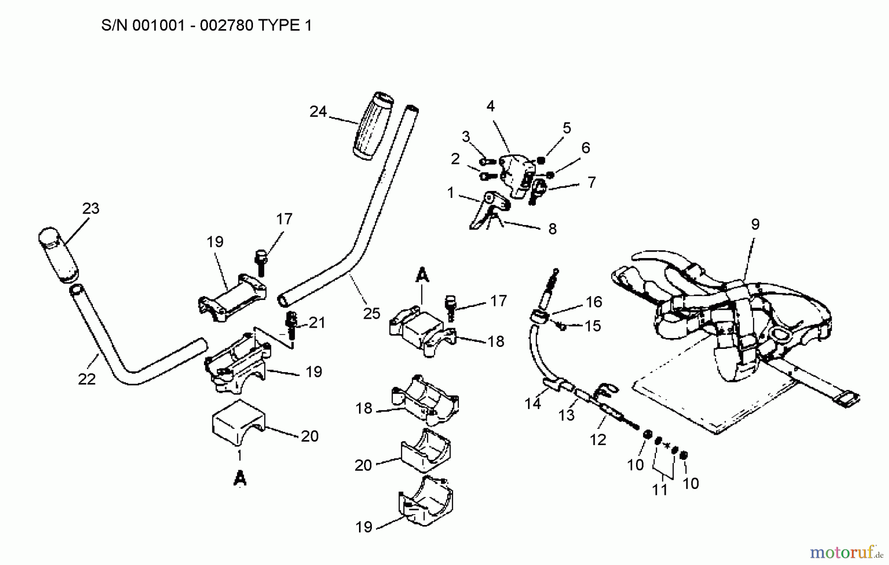  Echo Trimmer, Faden / Bürste SRM-3800 - Echo String Trimmer (Type 1) Handle, Throttle Control, Switch, Harness  S/N: 001001 - 002780 Type 1