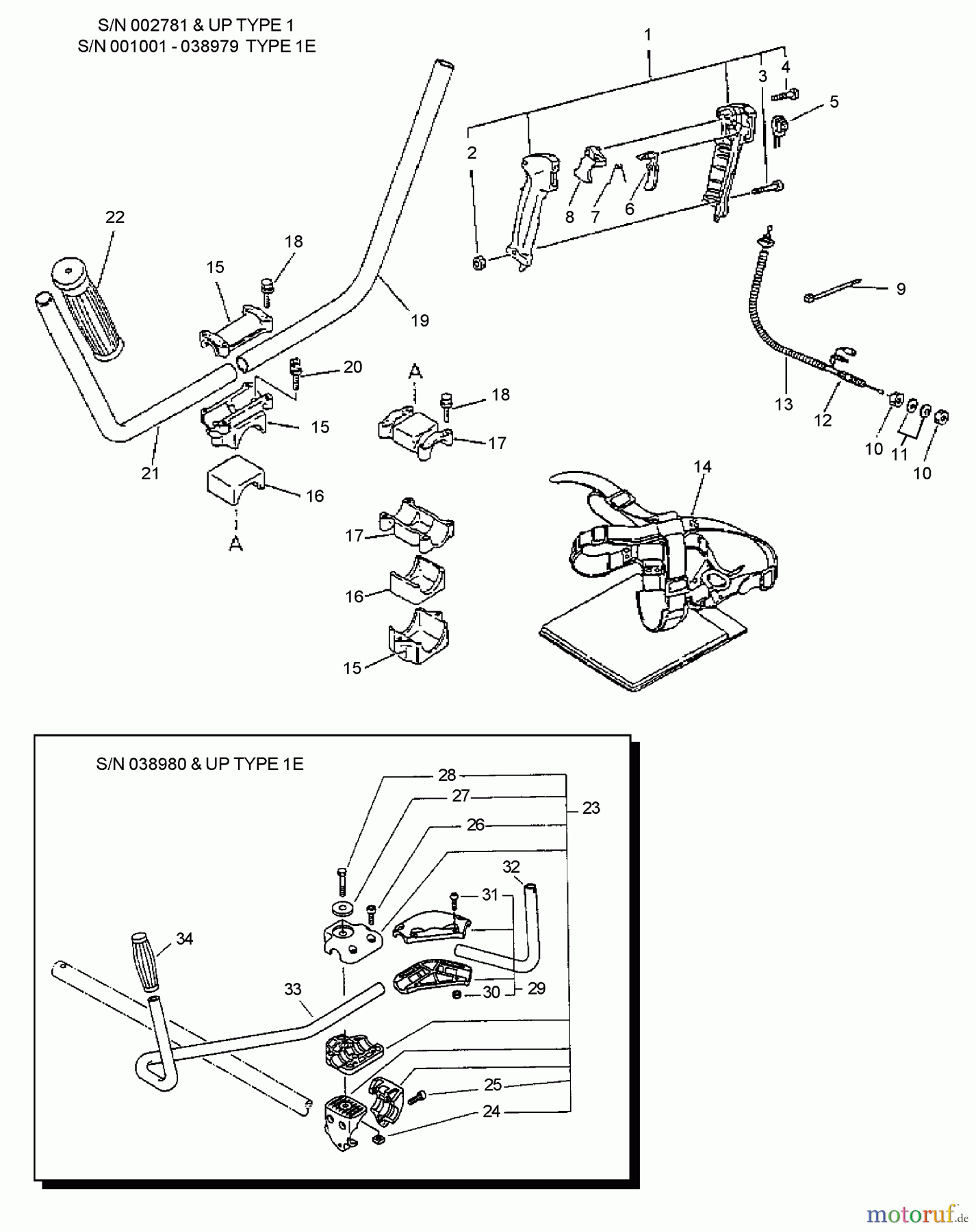 Echo Trimmer, Faden / Bürste SRM-3800 - Echo String Trimmer (Type 1) Handle, Throttle Control, Switch, Harness