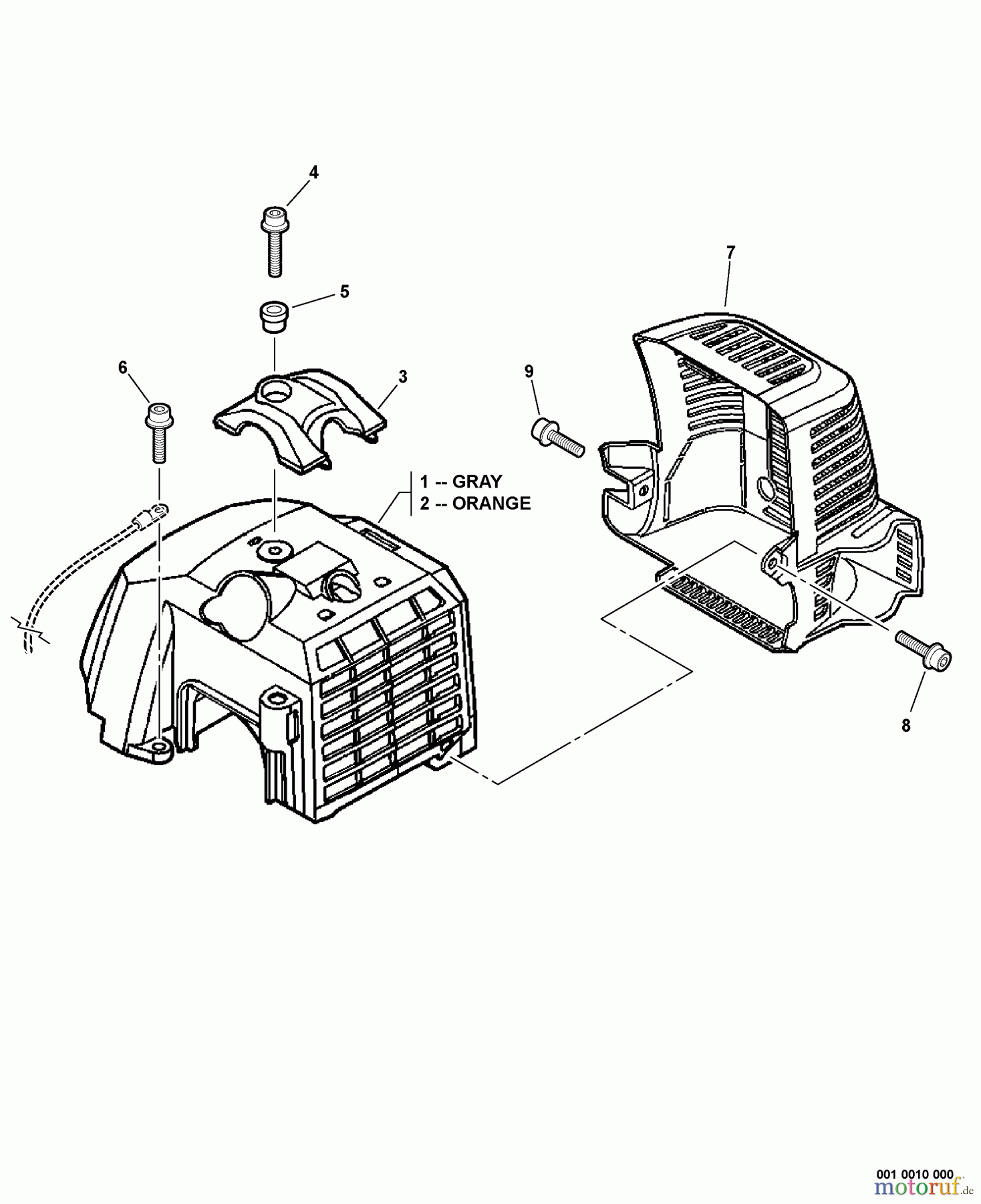 Echo Trimmer, Faden / Bürste SRM-400 - Echo String Trimmer, S/N:03001001 - 03999999 Engine Cover, Exhaust Cover