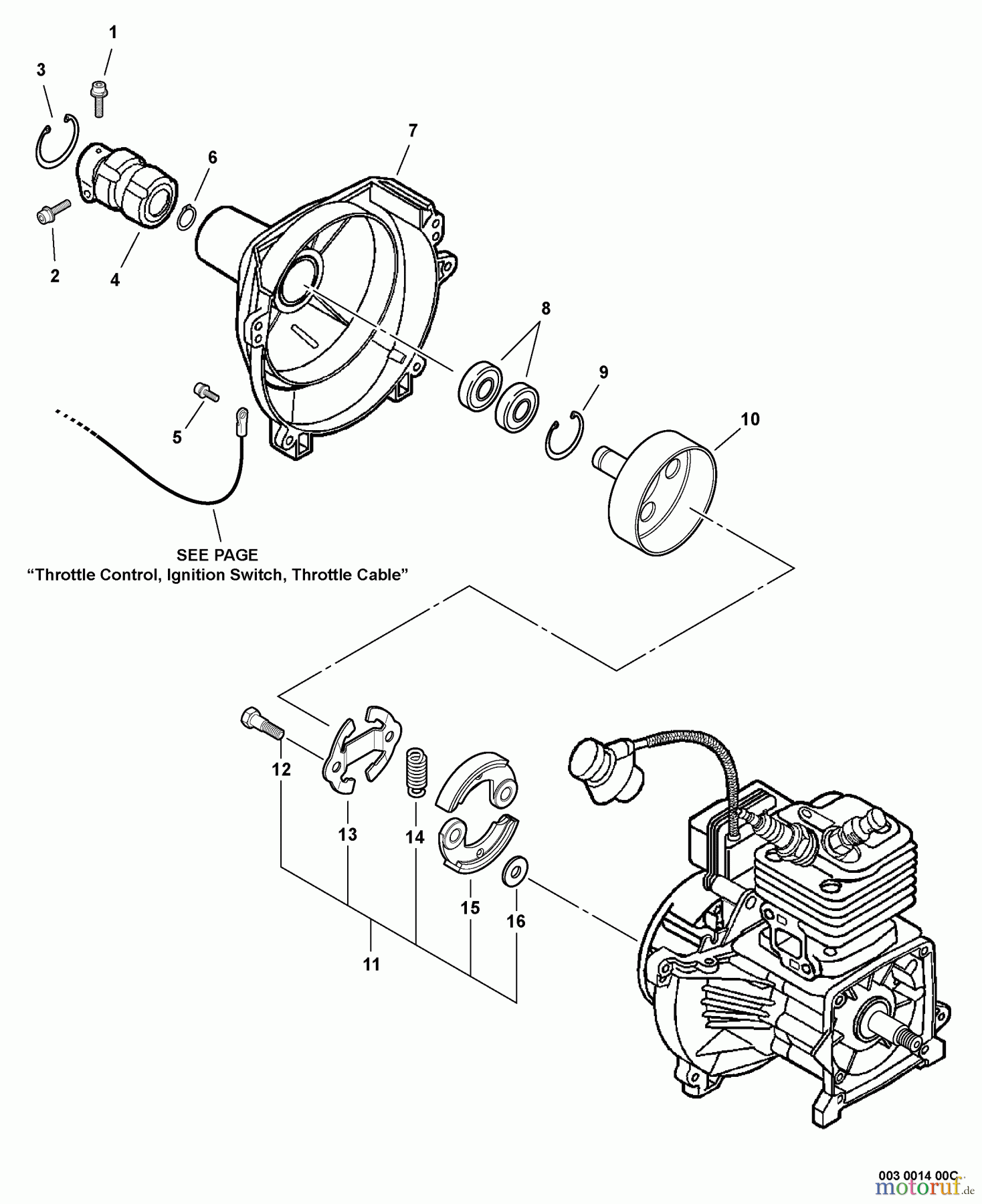 Echo Trimmer, Faden / Bürste SRM-410U - Echo String Trimmer/Brush Cutter, S/N:S05403001001 - S0540399999 Fan Cover, Clutch S/N: S05403001925 - S05403999999