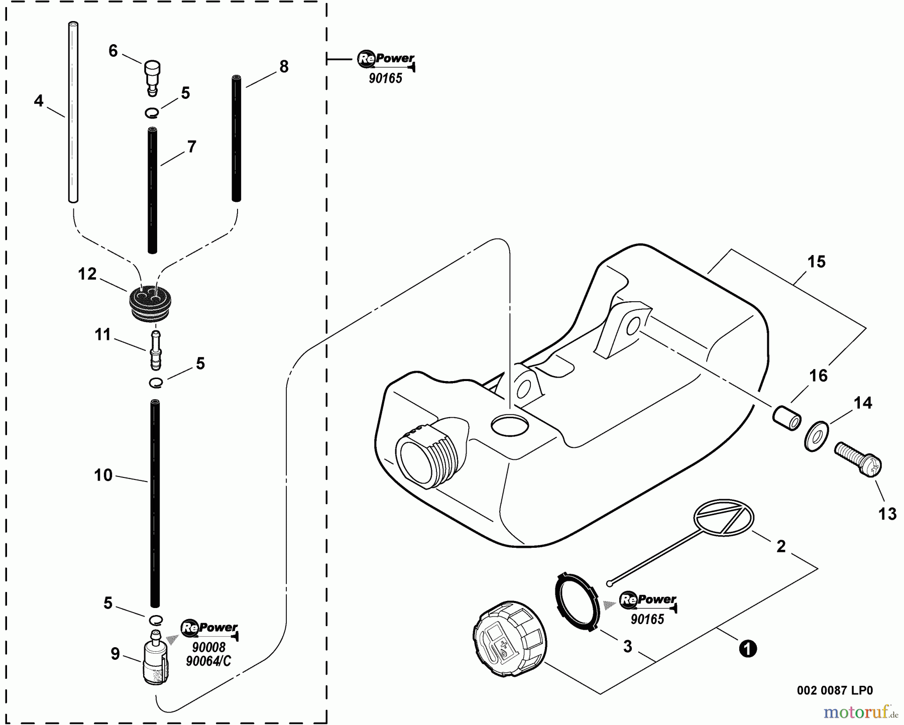 Echo Wasserpumpen WP-1000 - Echo Water Pump, S/N: W15204001001 - W15204999999 (Type 1E) Fuel System S/N: W15204003802 - W15204999999