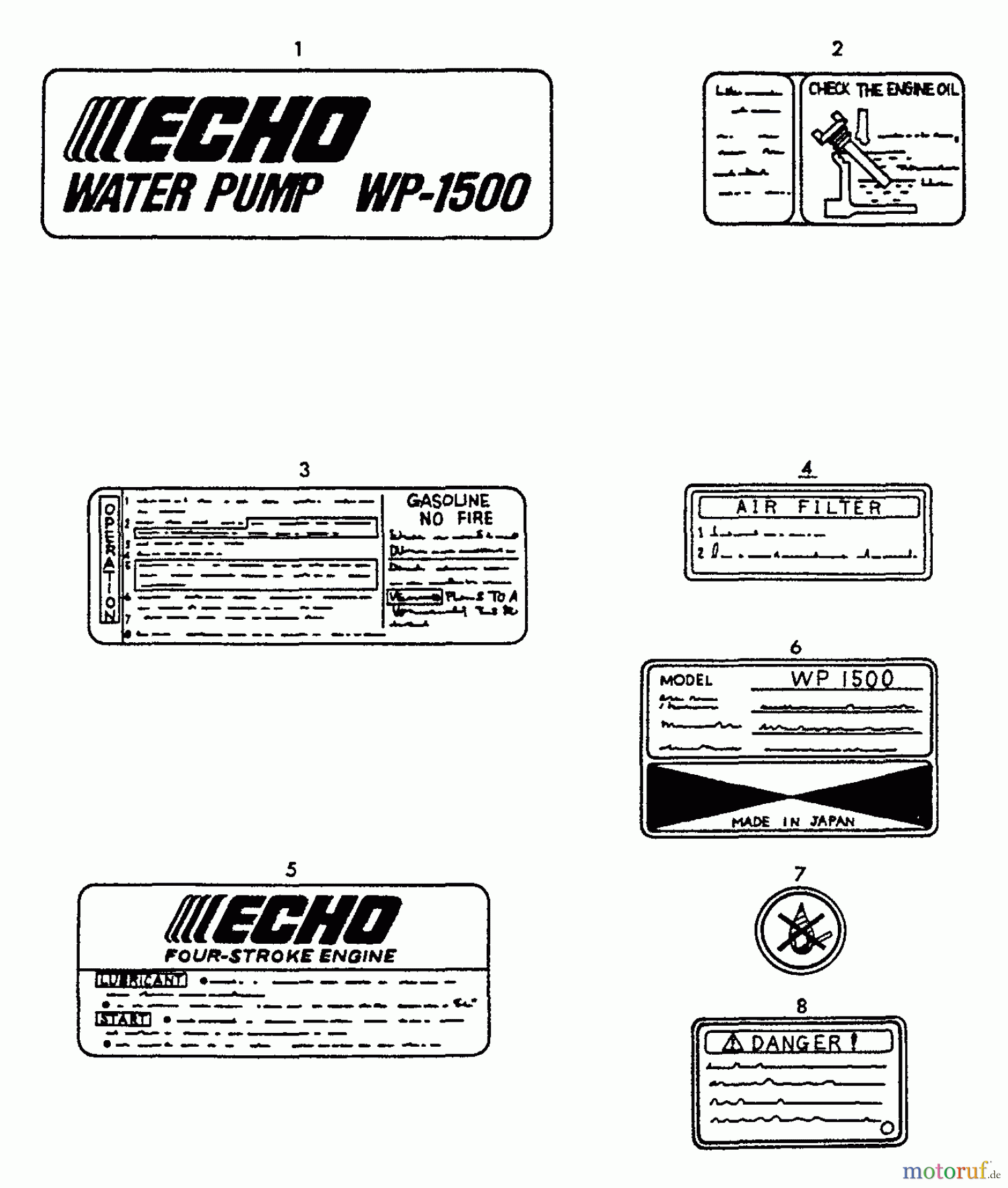 Echo Wasserpumpen WP-1500 - Echo Water Pump, S/N: 02432 - 99999 Label