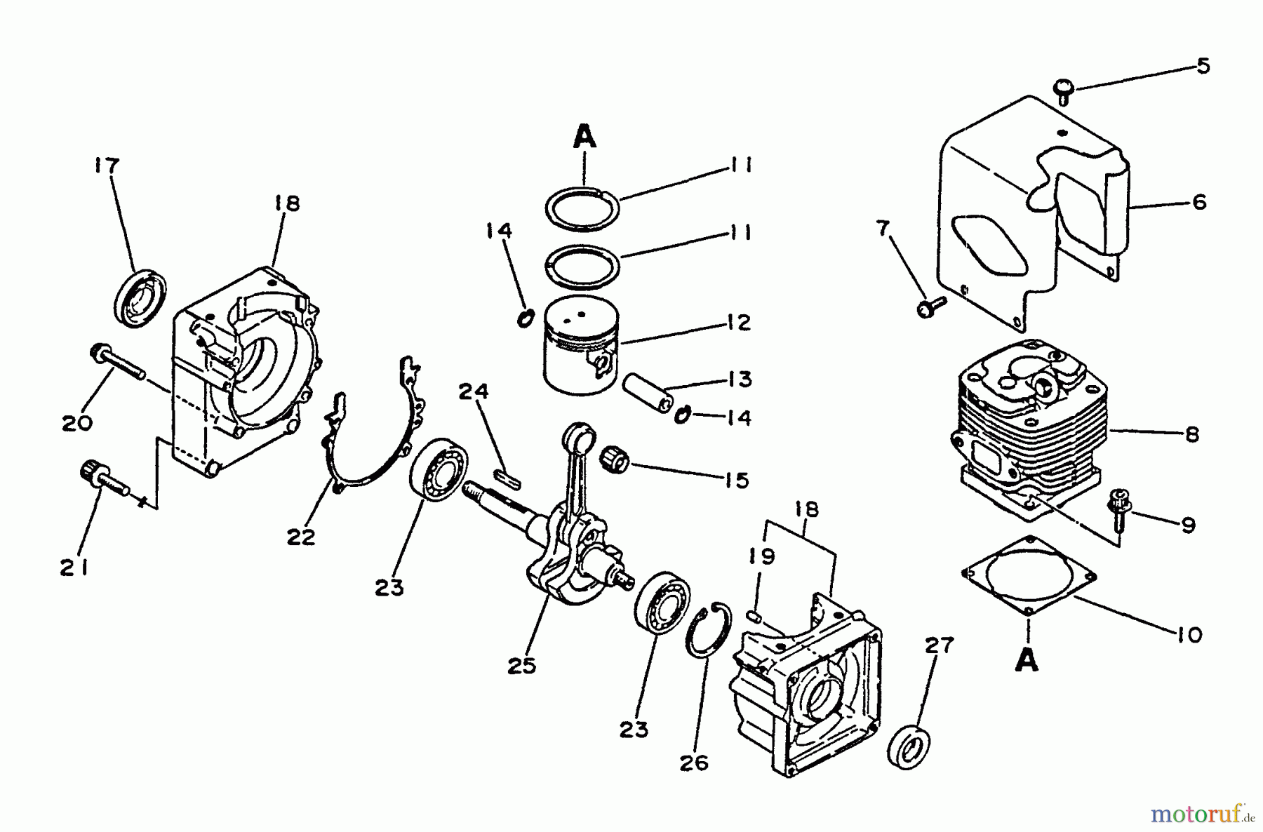 Echo Bläser / Sauger / Häcksler / Mulchgeräte PB-4500 - Echo Back Pack Blower, S/N 0000000 - 0034075 Engine, Crankcase