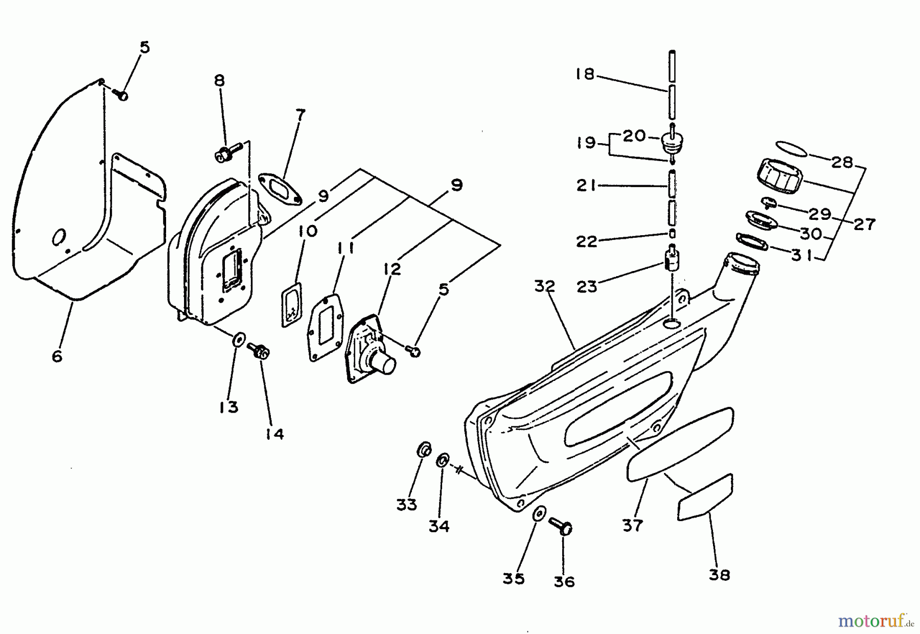 Echo Bläser / Sauger / Häcksler / Mulchgeräte PB-4500 - Echo Back Pack Blower, S/N 0000000 - 0034075 Exhaust, Fuel Sys