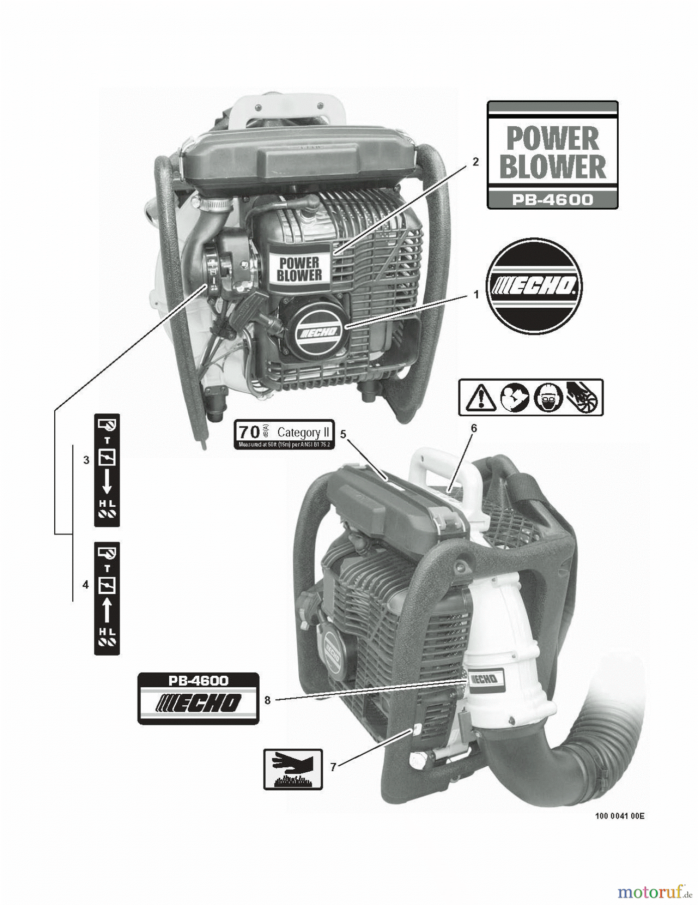 Echo Bläser / Sauger / Häcksler / Mulchgeräte PB-4600 - Echo Back Pack Blower, S/N 059919 - 999999 Labels