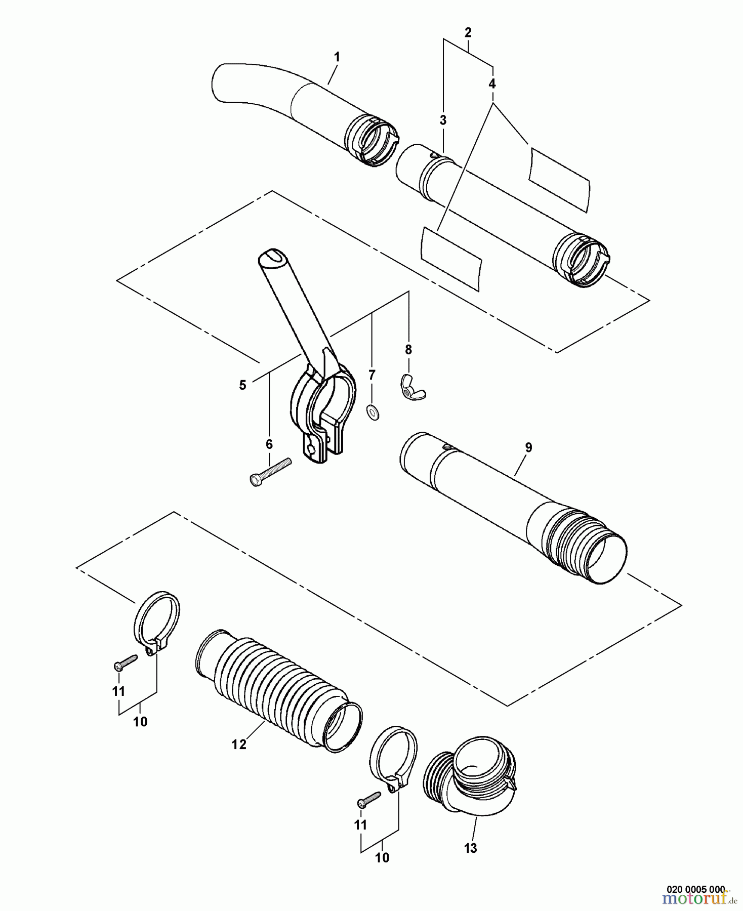 Echo Bläser / Sauger / Häcksler / Mulchgeräte PB-460LN - Echo Back Pack Blower, S/N: 03001001 - 03999999 Blower Tubes
