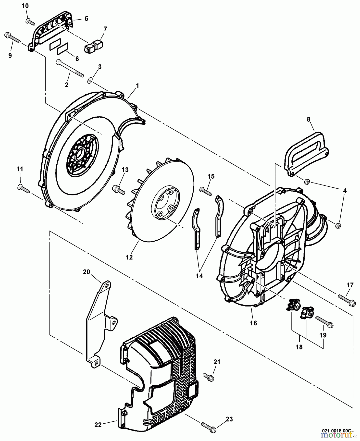Echo Bläser / Sauger / Häcksler / Mulchgeräte PB-46HT S/N: 001001 - 999999 Fan Case, Blower Fan, Engine Cover S/N: 577572 - 999999