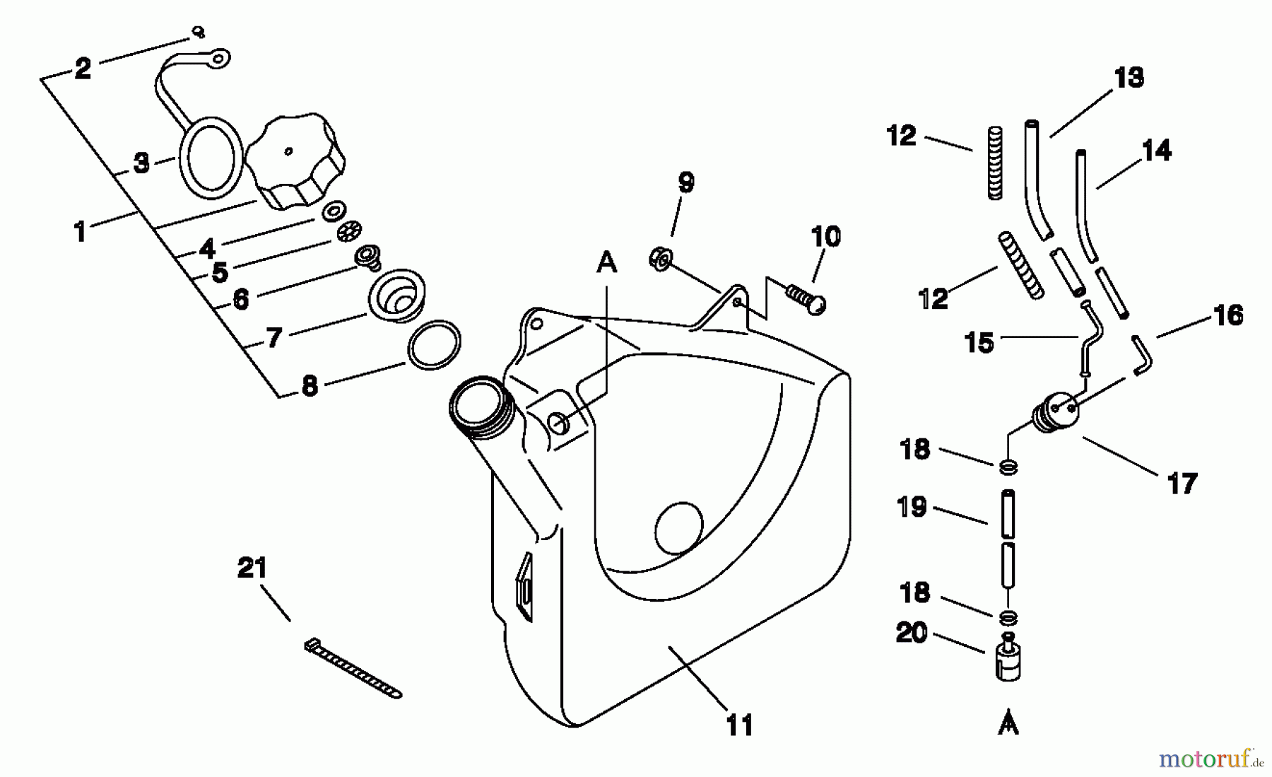 Echo Bläser / Sauger / Häcksler / Mulchgeräte PB-500 - Echo Back Pack Blower, S/N: P02837001001 - P02837002000 Fuel Tank