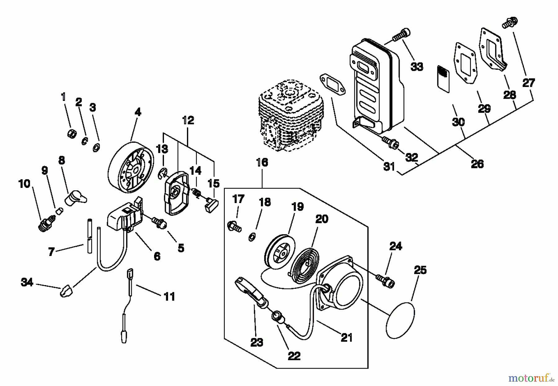 Echo Bläser / Sauger / Häcksler / Mulchgeräte PB-500 - Echo Back Pack Blower, S/N: P02837001001 - P02837002000 Starter, Magneto, Muffler