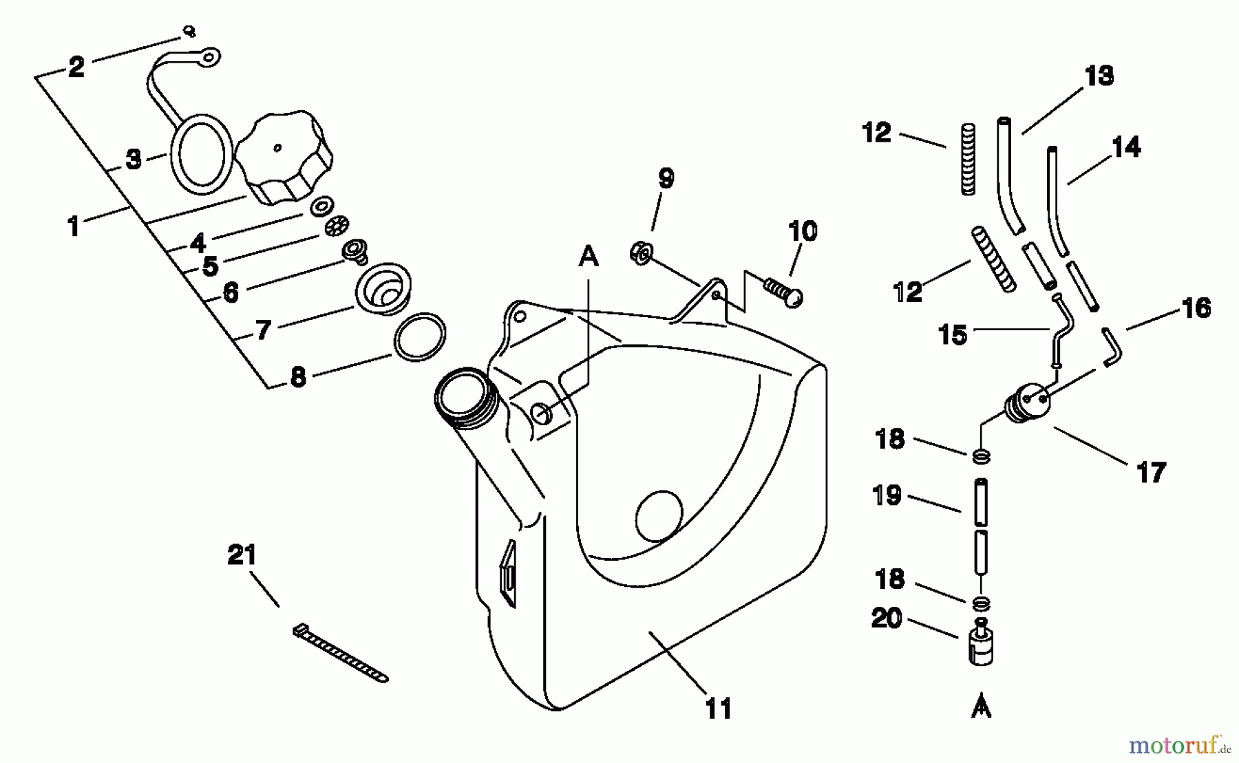 Echo Bläser / Sauger / Häcksler / Mulchgeräte PB-500 - Echo Back Pack Blower, S/N: P02837002001 - P02837999999 Fuel Tank