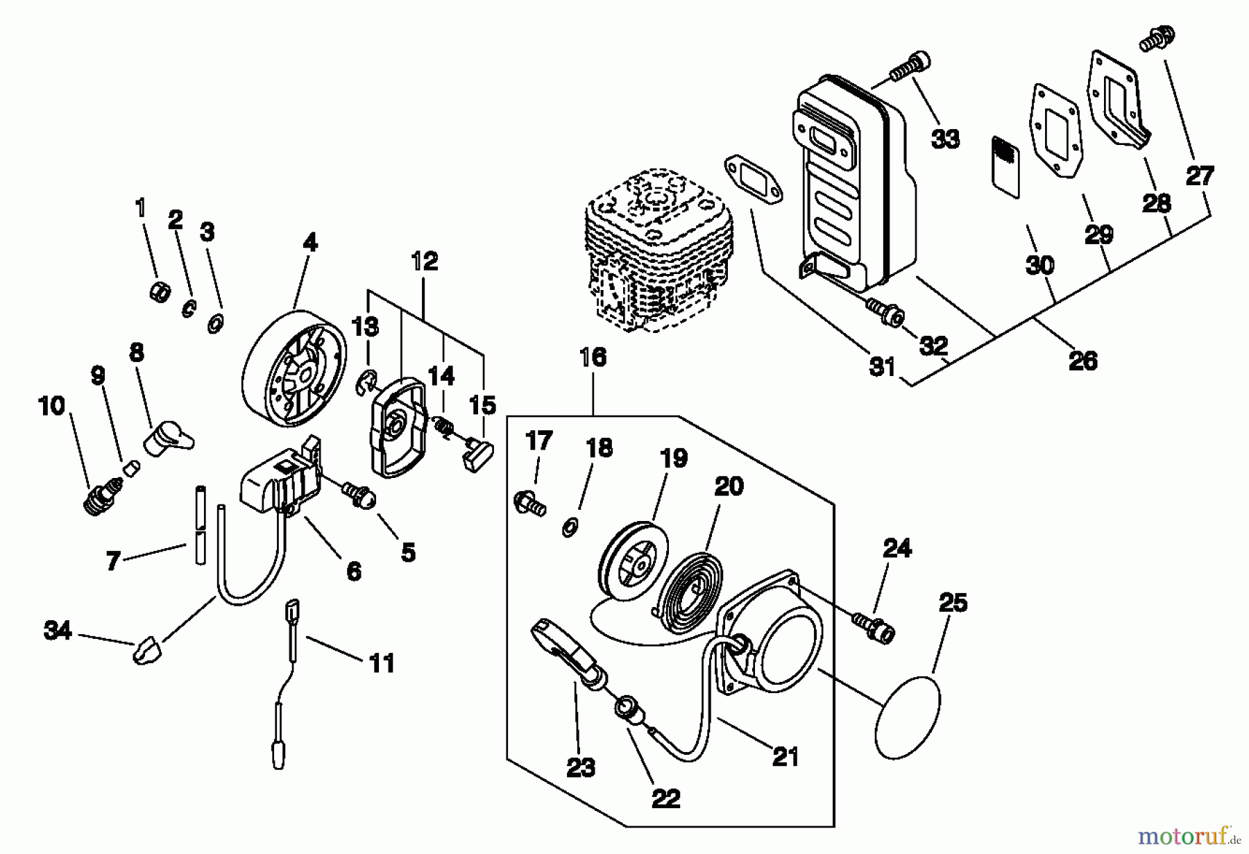 Echo Bläser / Sauger / Häcksler / Mulchgeräte PB-500 - Echo Back Pack Blower, S/N: P02837002001 - P02837999999 Starter, Magneto, Muffler