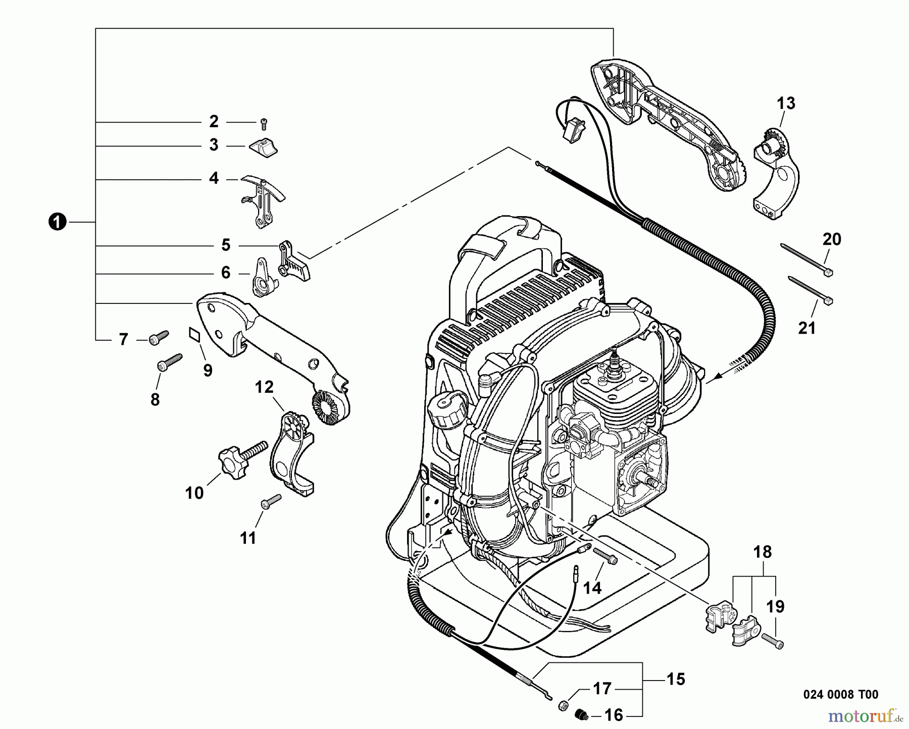 Echo Bläser / Sauger / Häcksler / Mulchgeräte PB-500T - Echo Back Pack Blower, S/N: P31413001001 - P31413999999 Tube Mount Throttle