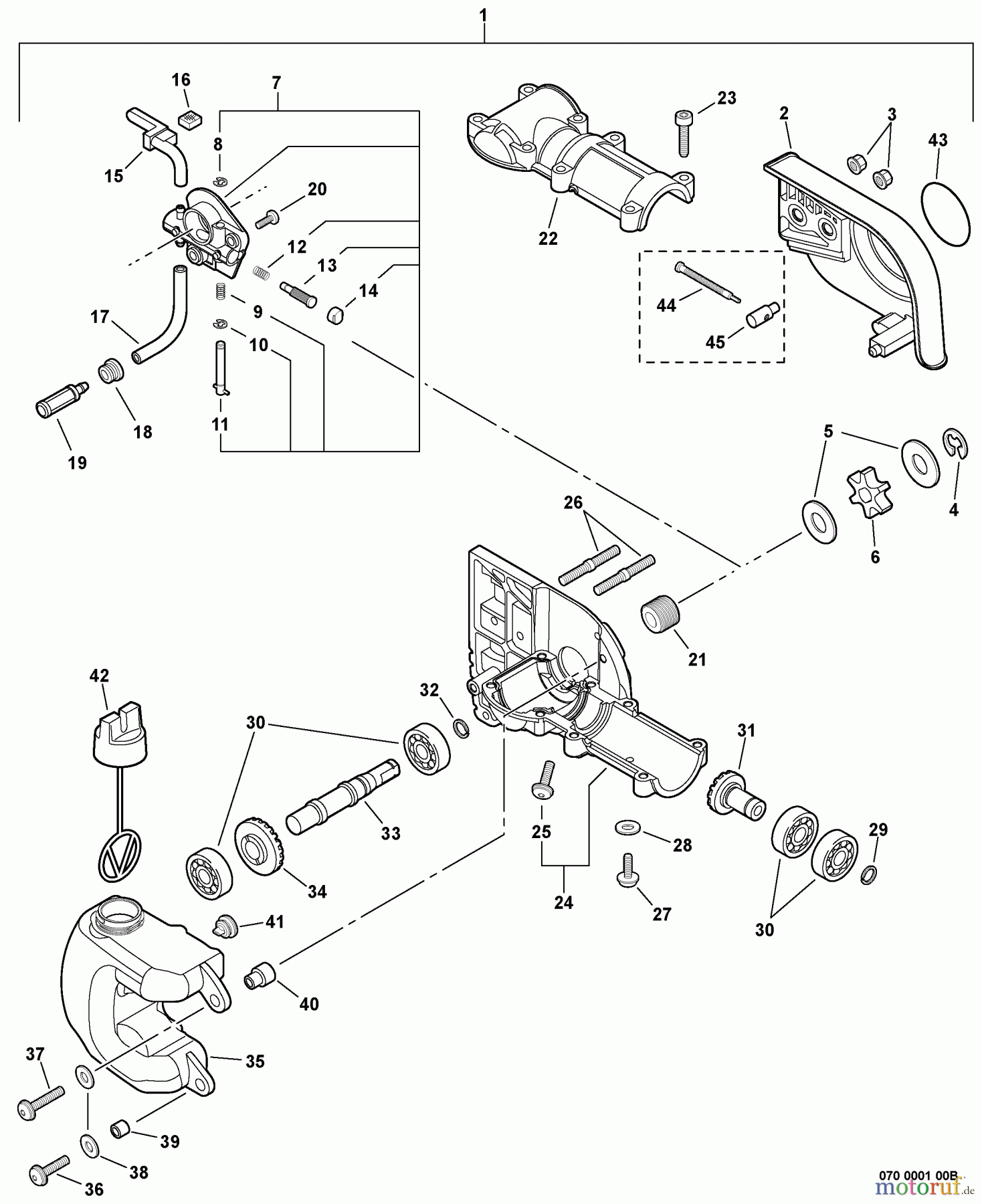 Echo Hochentaster PPF-210 - Echo Pole Saw / Pruner, S/N: E08112001001 - E08112999999 Gear Case, Auto-Oiler S/N: E08112001001 - E08112001703