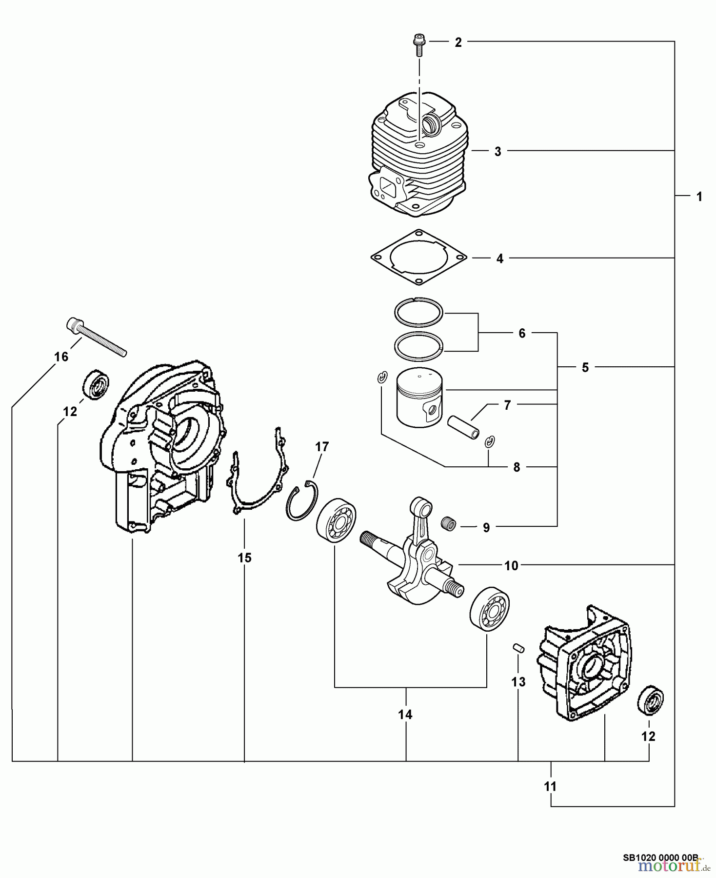 Echo Bläser / Sauger / Häcksler / Mulchgeräte PB-6000 - Echo Back Pack Blower (Type 1) Engine, Short Block -- SB1020 S/N: 013790 - 038159