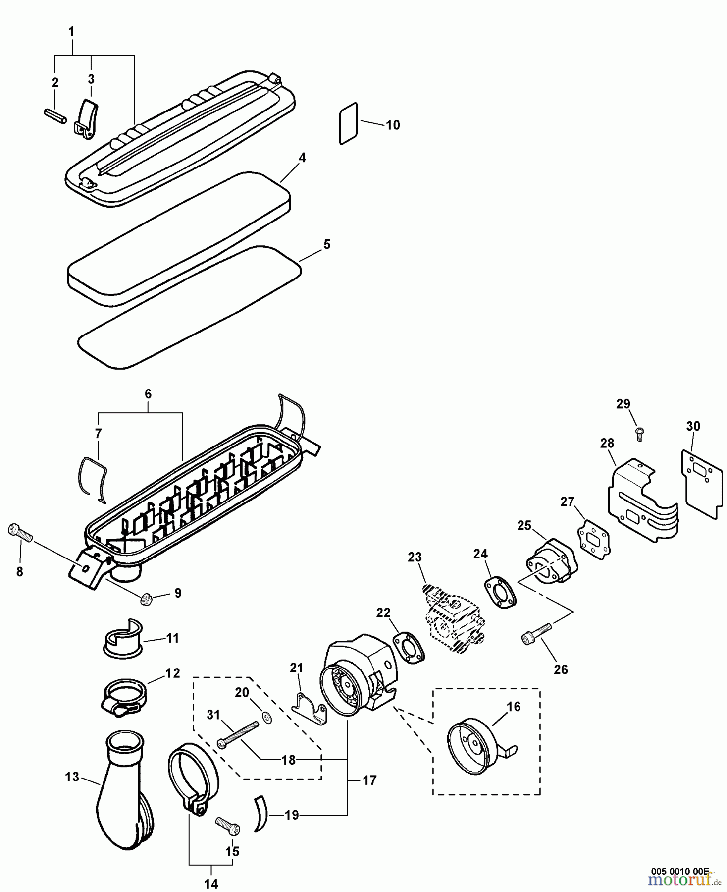  Echo Bläser / Sauger / Häcksler / Mulchgeräte	 PB-6000 - Echo Back Pack Blower (Type 1E) Intake  S/N: 001001 - 017550