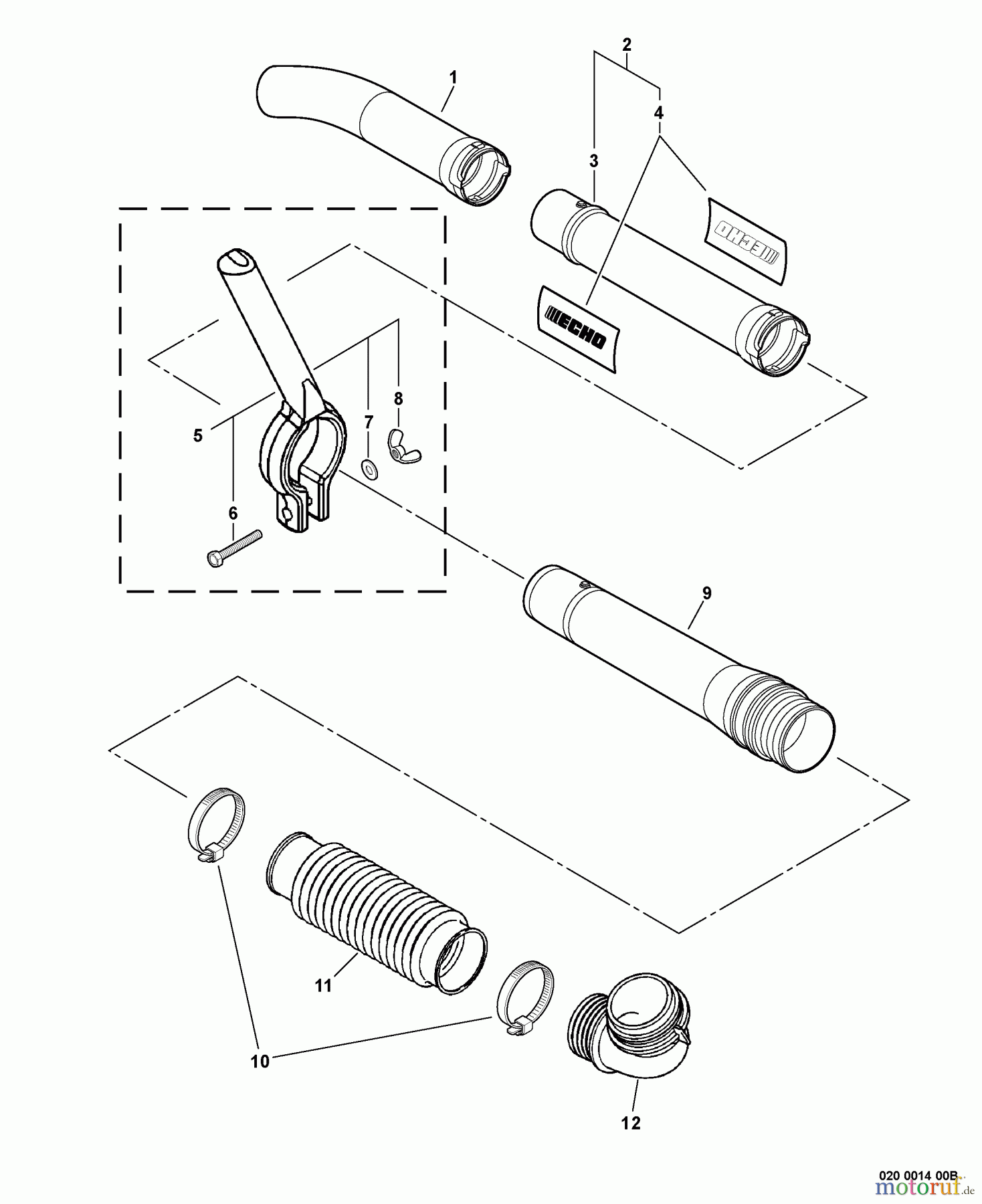 Echo Bläser / Sauger / Häcksler / Mulchgeräte PB-4600 - Echo Back Pack Blower, S/N 059919 - 999999 Blower Tubes