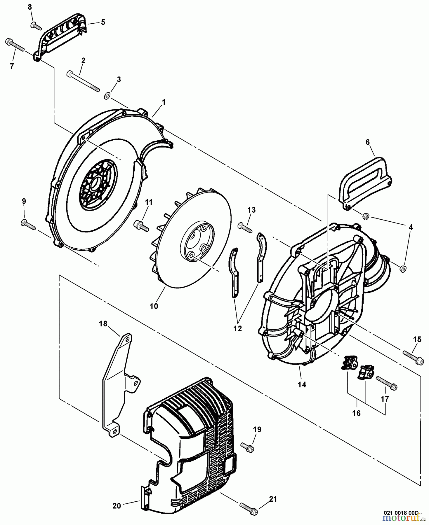 Echo Bläser / Sauger / Häcksler / Mulchgeräte PB-60HT - Echo Back Pack Blower Fan Case, Blower Fan, Engine Cover S/N: 001001 - 568895