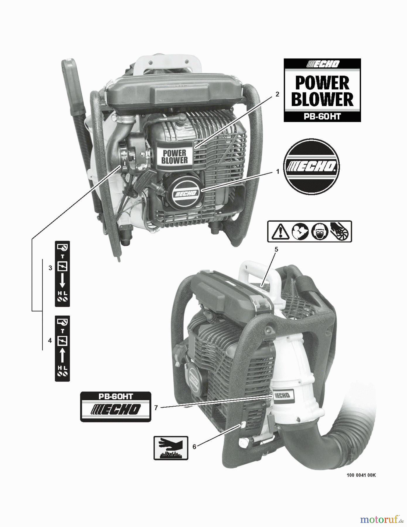 Echo Bläser / Sauger / Häcksler / Mulchgeräte PB-60HT - Echo Back Pack Blower Labels