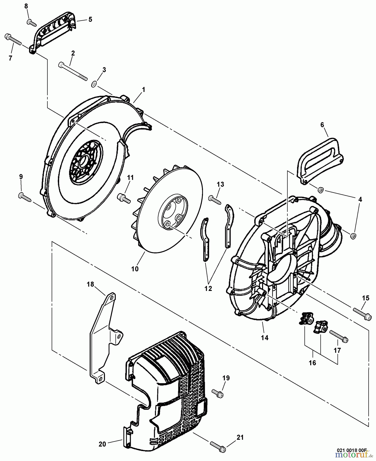 Echo Bläser / Sauger / Häcksler / Mulchgeräte PB-600 S/N: 001001 - 999999 Fan Case, Blower Fan, Engine Cover