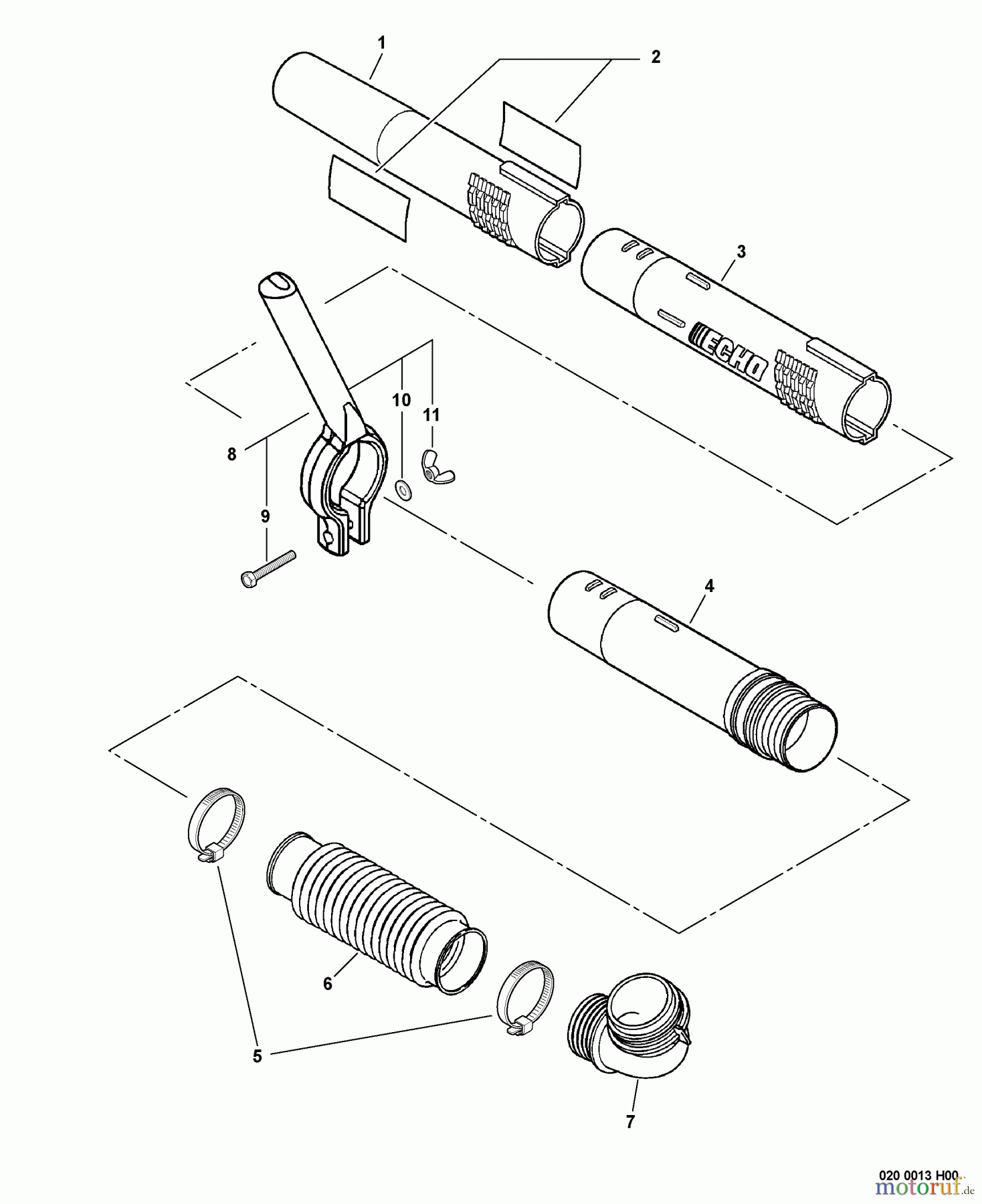 Echo Bläser / Sauger / Häcksler / Mulchgeräte PB-610 - Echo Back Pack Blower, S/N: P06713001001 - P06713999999 Posi-Loc Blower Tubes