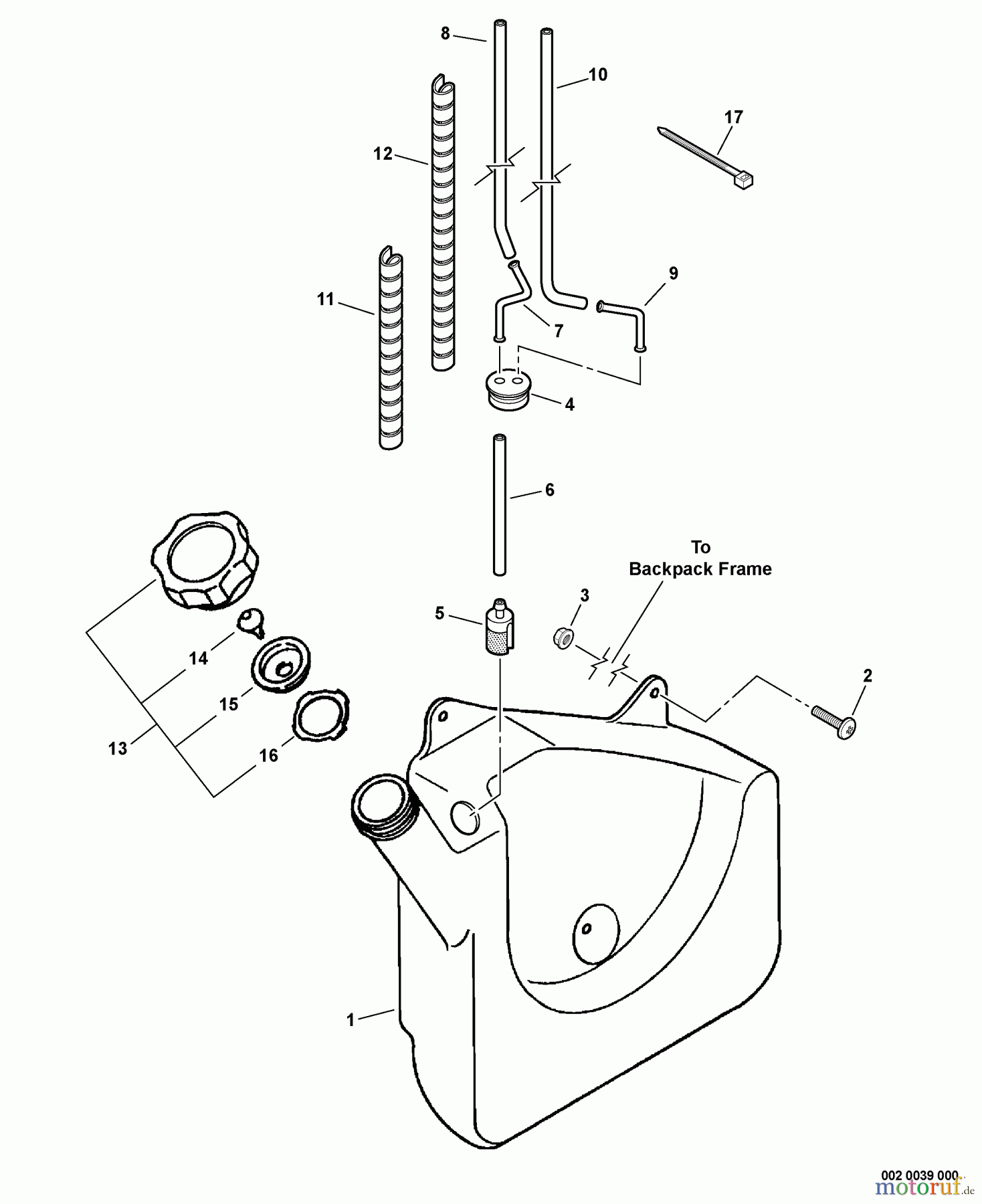 Echo Bläser / Sauger / Häcksler / Mulchgeräte PB-603 - Echo Back Pack Blower, S/N: 03001001 - 03999999 Fuel System