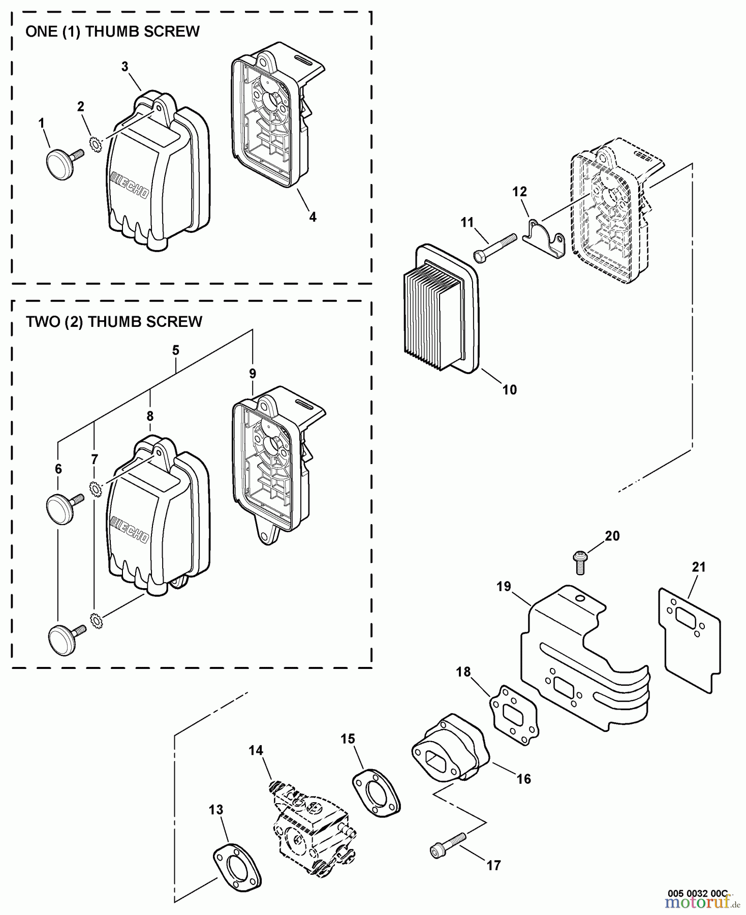 Echo Bläser / Sauger / Häcksler / Mulchgeräte PB-403H - Echo Back Pack Blower, S/N: 02001001 - 02999999 Intake, Cylinder Cover