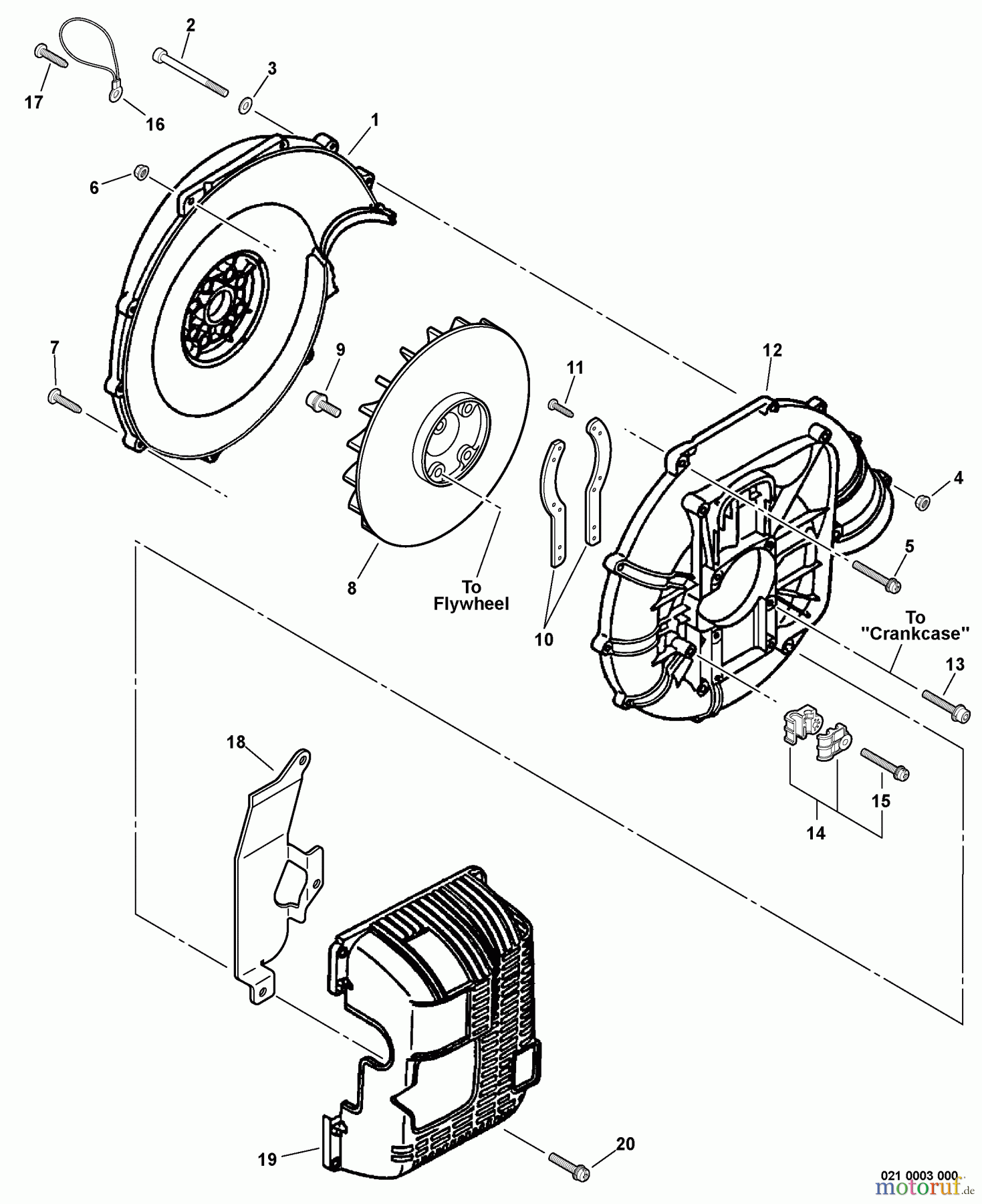  Echo Bläser / Sauger / Häcksler / Mulchgeräte	 PB-620 - Echo Back Pack Blower, S/N: 09001001 - 09999999 Fan Case, Blower Fan, Engine Cover