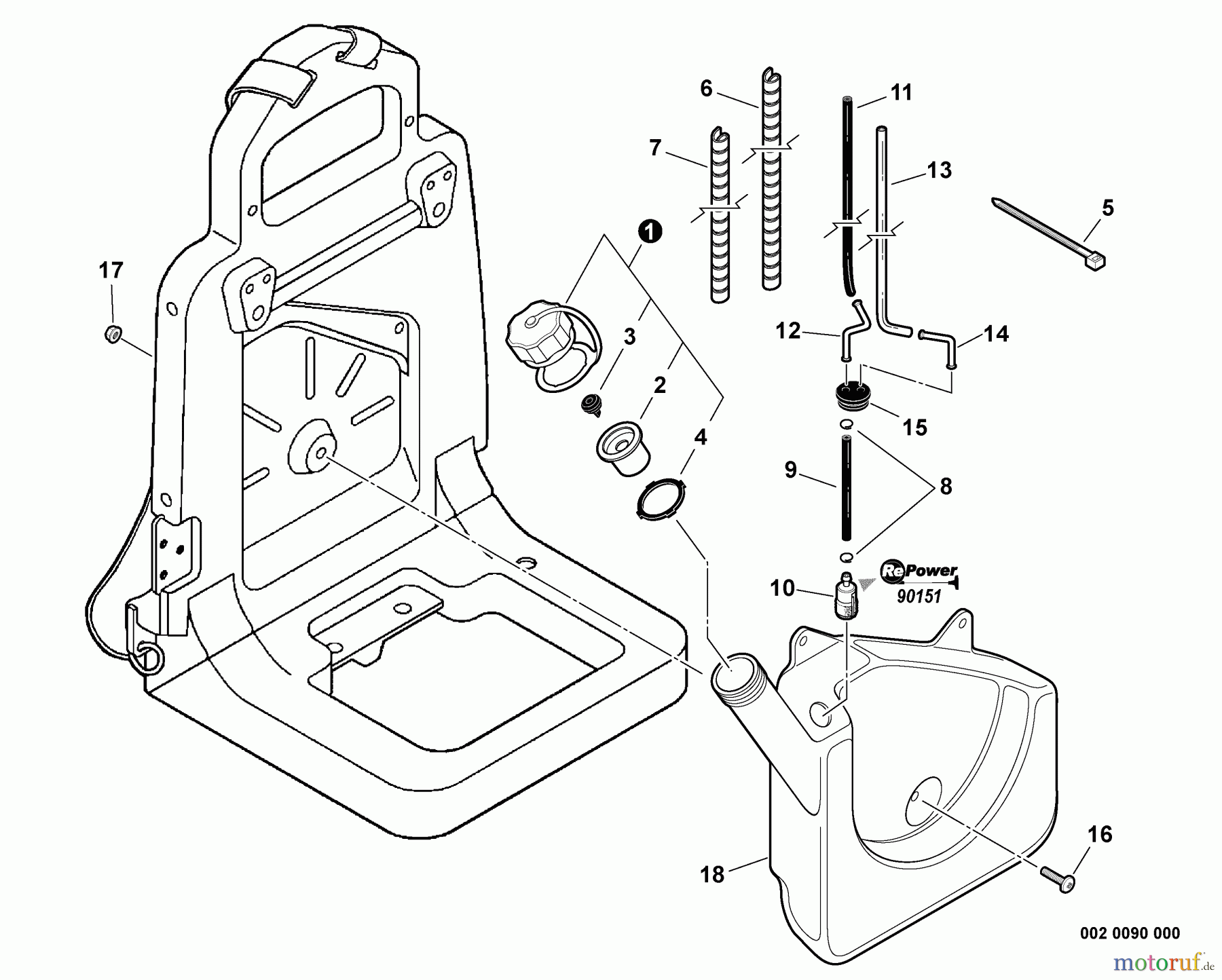  Echo Bläser / Sauger / Häcksler / Mulchgeräte	 PB-620 - Echo Back Pack Blower, S/N: P09912001001 - P09912999999 Fuel System