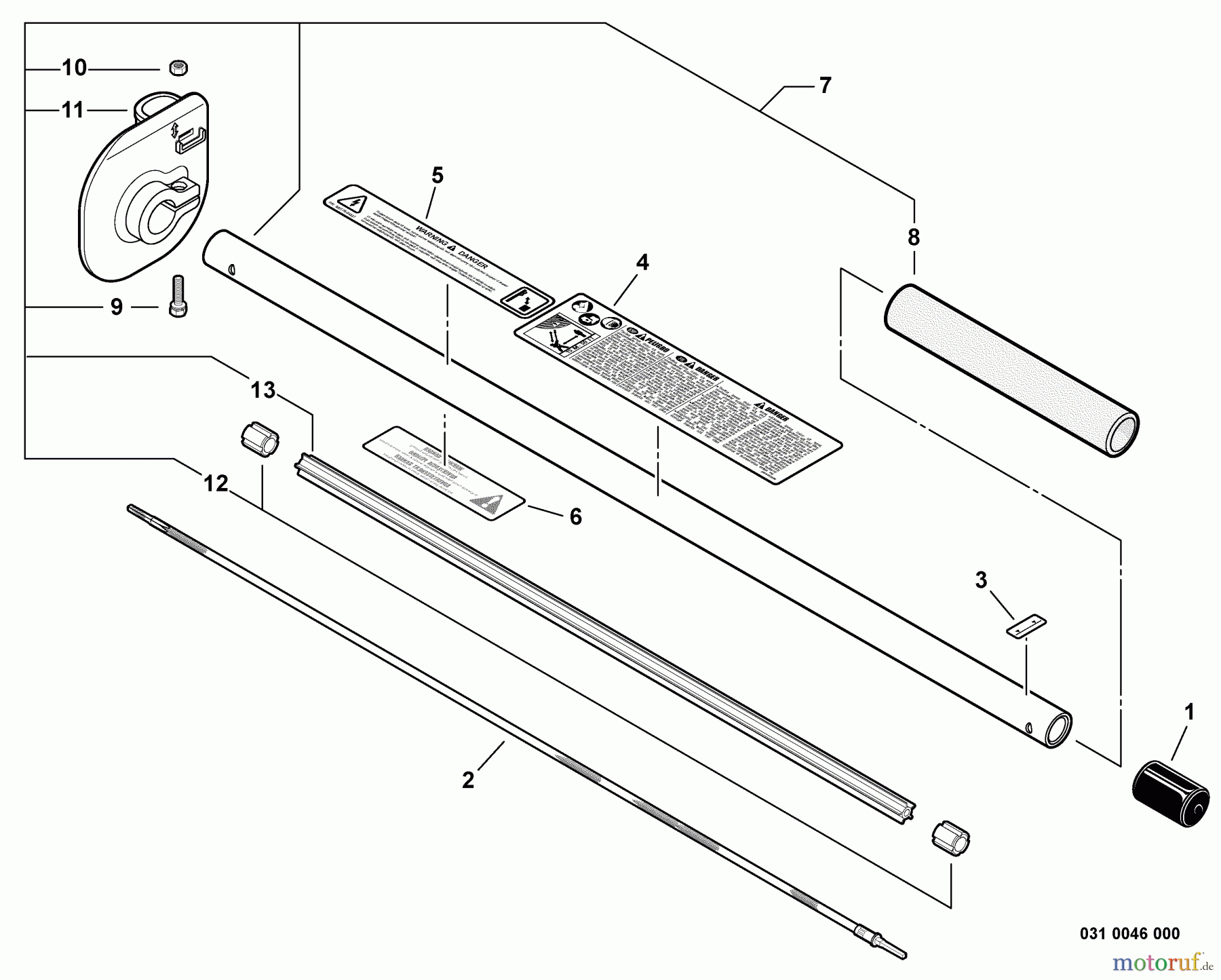  Echo Trimmer Zubehör 99944200595 - Echo Articulating Hedge Trimmer Attachment Main Pipe Asssembly, Cutter Guard