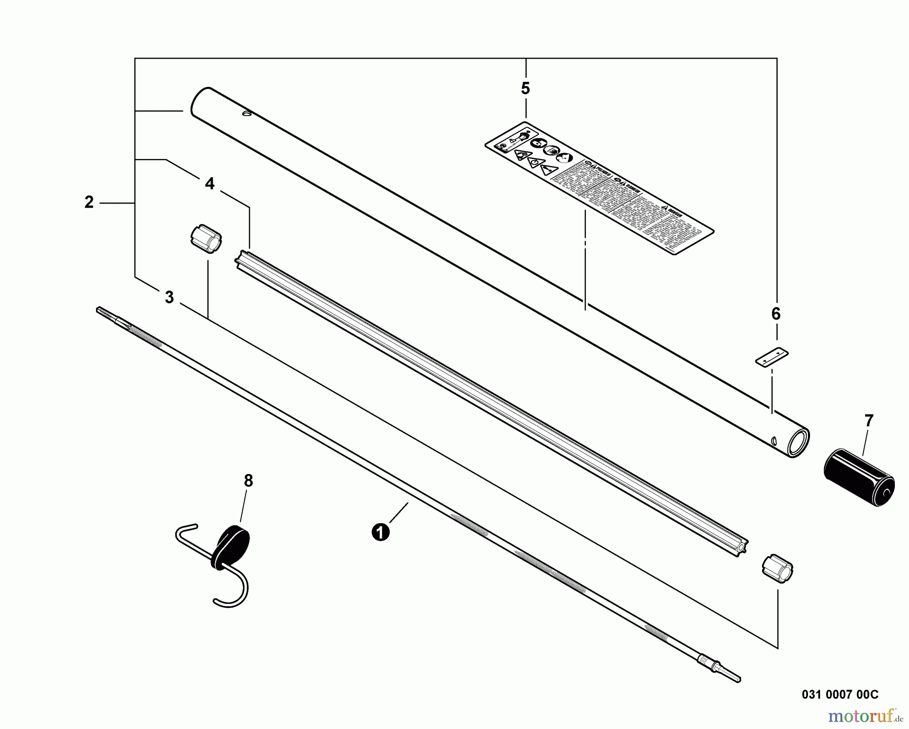  Echo Trimmer Zubehör 99944200610 - Echo Rapid Loader Trimmer Attachment Main Pipe Assembly, Flexible Driveshaft