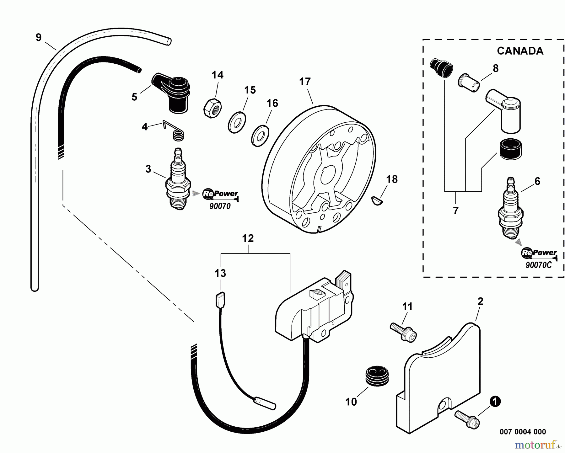 Echo Bläser / Sauger / Häcksler / Mulchgeräte PB-651H - Echo Back Pack Blower, S/N: 07001001 - 07999999 Ignition