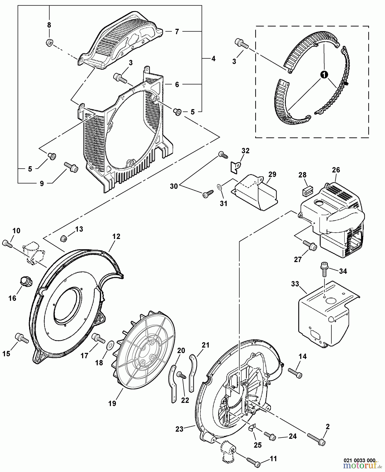 Echo Bläser / Sauger / Häcksler / Mulchgeräte PB-751H - Echo Back Pack Blower, S/N: 07001001 - 07999999 Leaf Gaurd, Fan Cover, Engine Cover S/N: 07001201 - 07999999