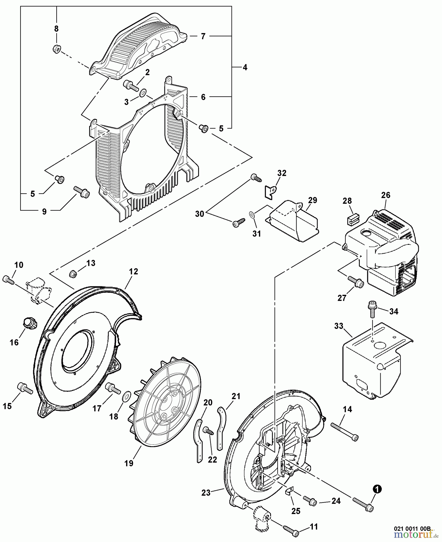 Echo Bläser / Sauger / Häcksler / Mulchgeräte PB-755H - Echo Back Pack Blower, S/N: 07001001 - 07999999 Leaf Guard, Fan Cover, Engine Cover S/N: 07001019 - 07999999