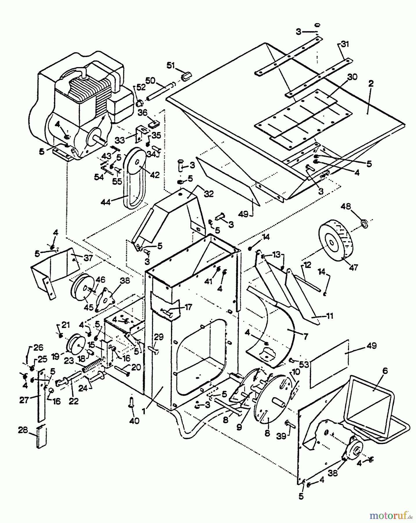 Echo Bläser / Sauger / Häcksler / Mulchgeräte SH-8000E - Echo Chipper/Shredder, 1991-1992 Models Shredder Frame, Hopper, Rotor, Drv Sys, Discharge, Wheels