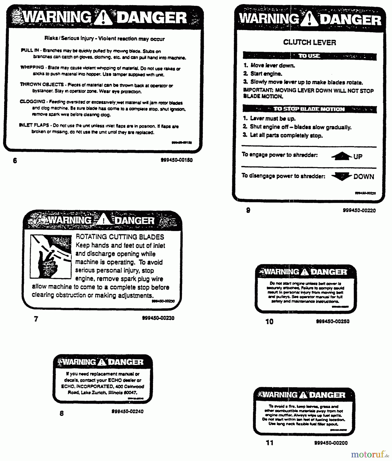 Echo Bläser / Sauger / Häcksler / Mulchgeräte SH-8000IC - Echo Chipper/Shredder, S/N: E081543 1992-1993 Models Decal Part 2