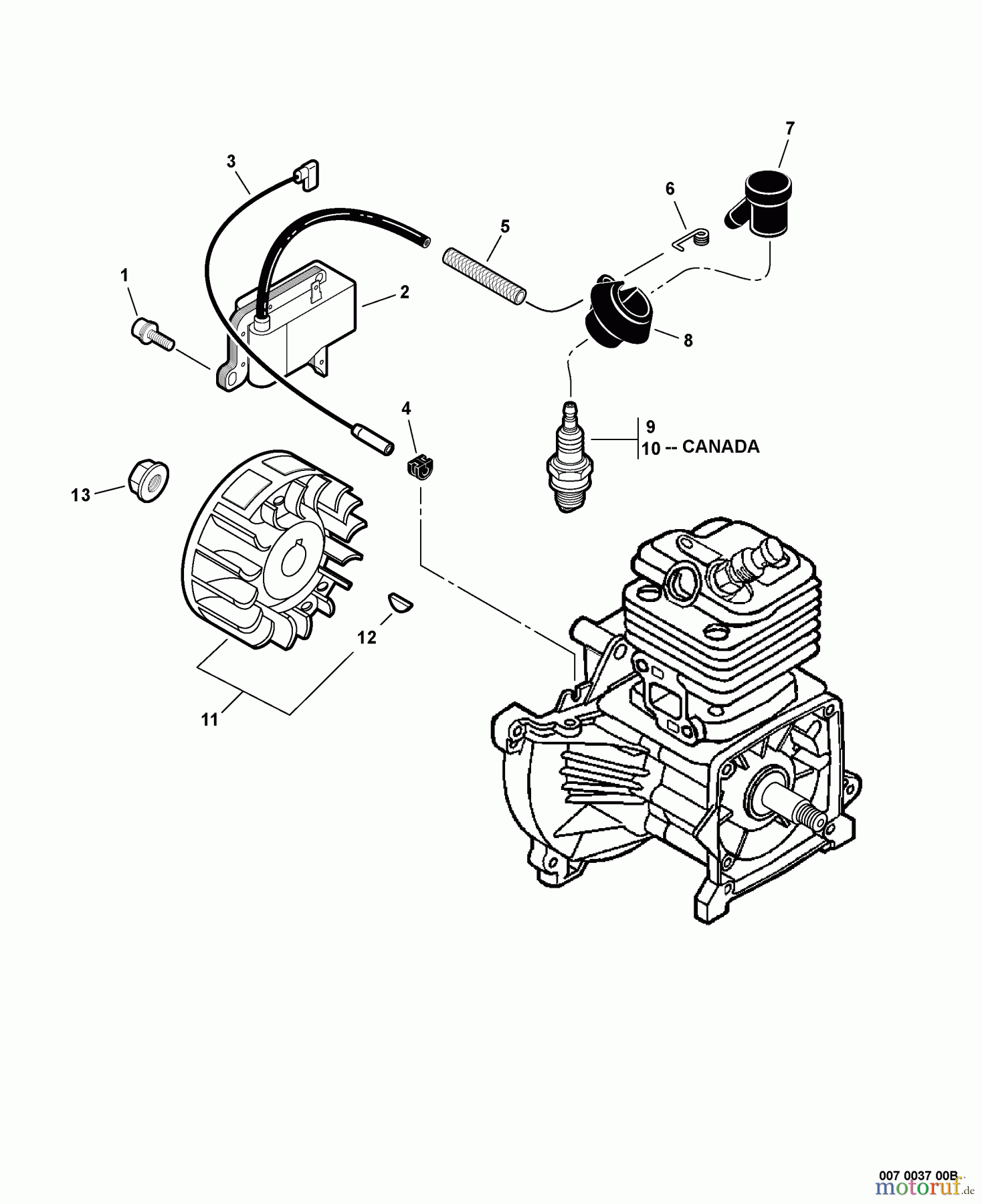  Echo Trimmer, Faden / Bürste SRM-410U - Echo String Trimmer/Brush Cutter, S/N:S05704001001 - S0570499999 Ignition