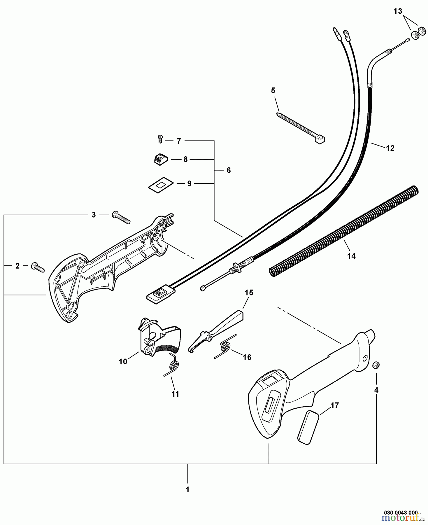 Echo Bohrer / Erdbohrer EA-410 - Echo Earth Auger, S/N: E01904001001 - E01904999999 Throttle Control, Ignition Switch, Throttle Cable