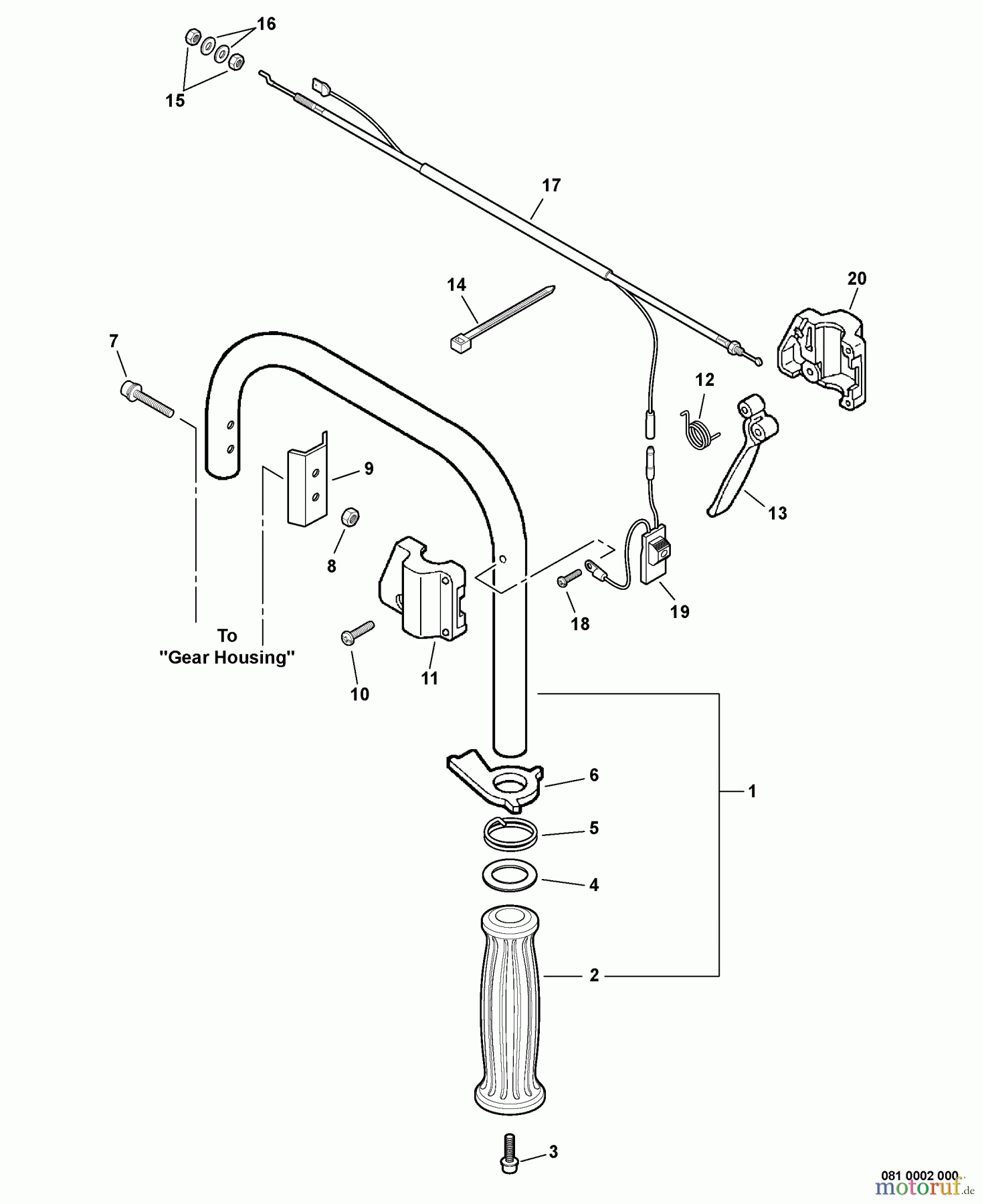 Echo Bohrer / Erdbohrer ED-200 - Echo Engine Drill, S/N: 05001001 - 05999999 Handle, Throttle Control