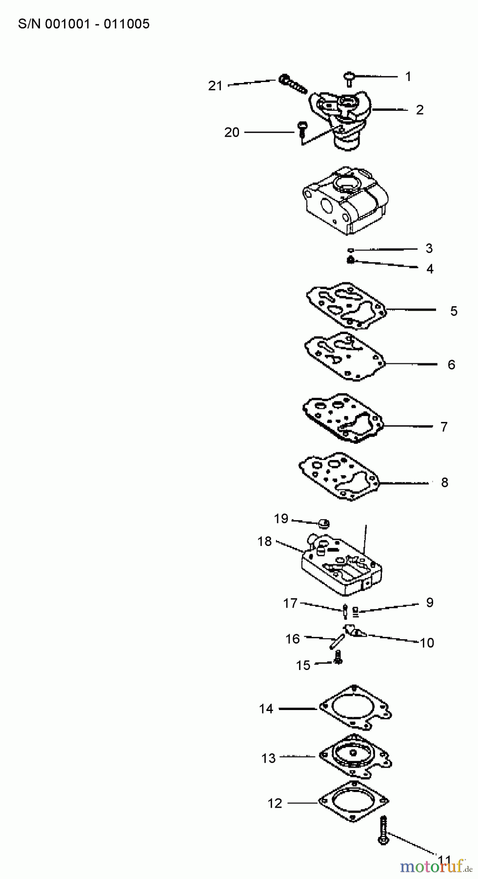  Echo Bohrer / Erdbohrer ED-2000 - Echo Engine Drill (Type 1) Carburetor  S/N: 001001 - 011005