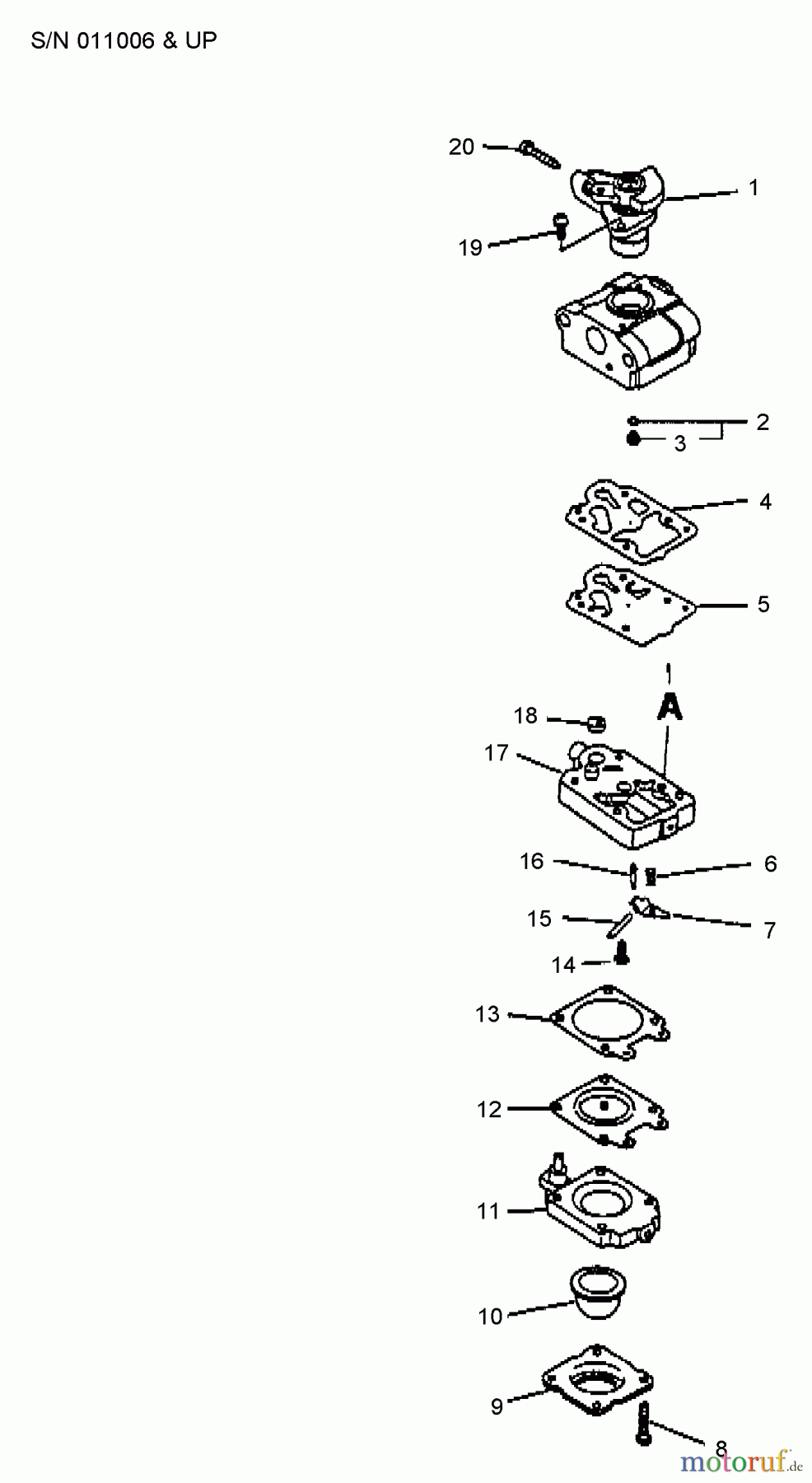 Echo Bohrer / Erdbohrer ED-2000 - Echo Engine Drill (Type 1) Carburetor S/N: 011006 - 999999