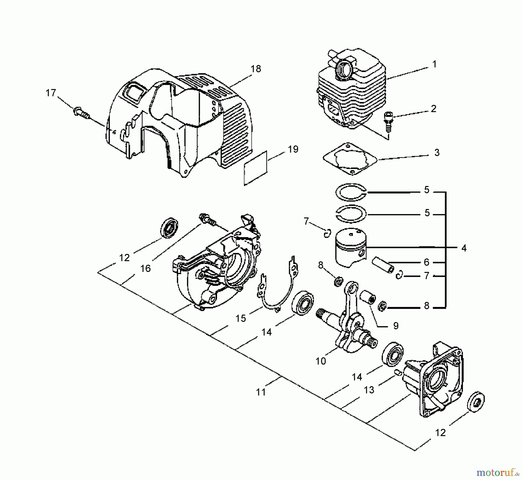 Echo Bohrer / Erdbohrer ED-2000 - Echo Engine Drill (Type 1E) Engine, Crankcase, Cover