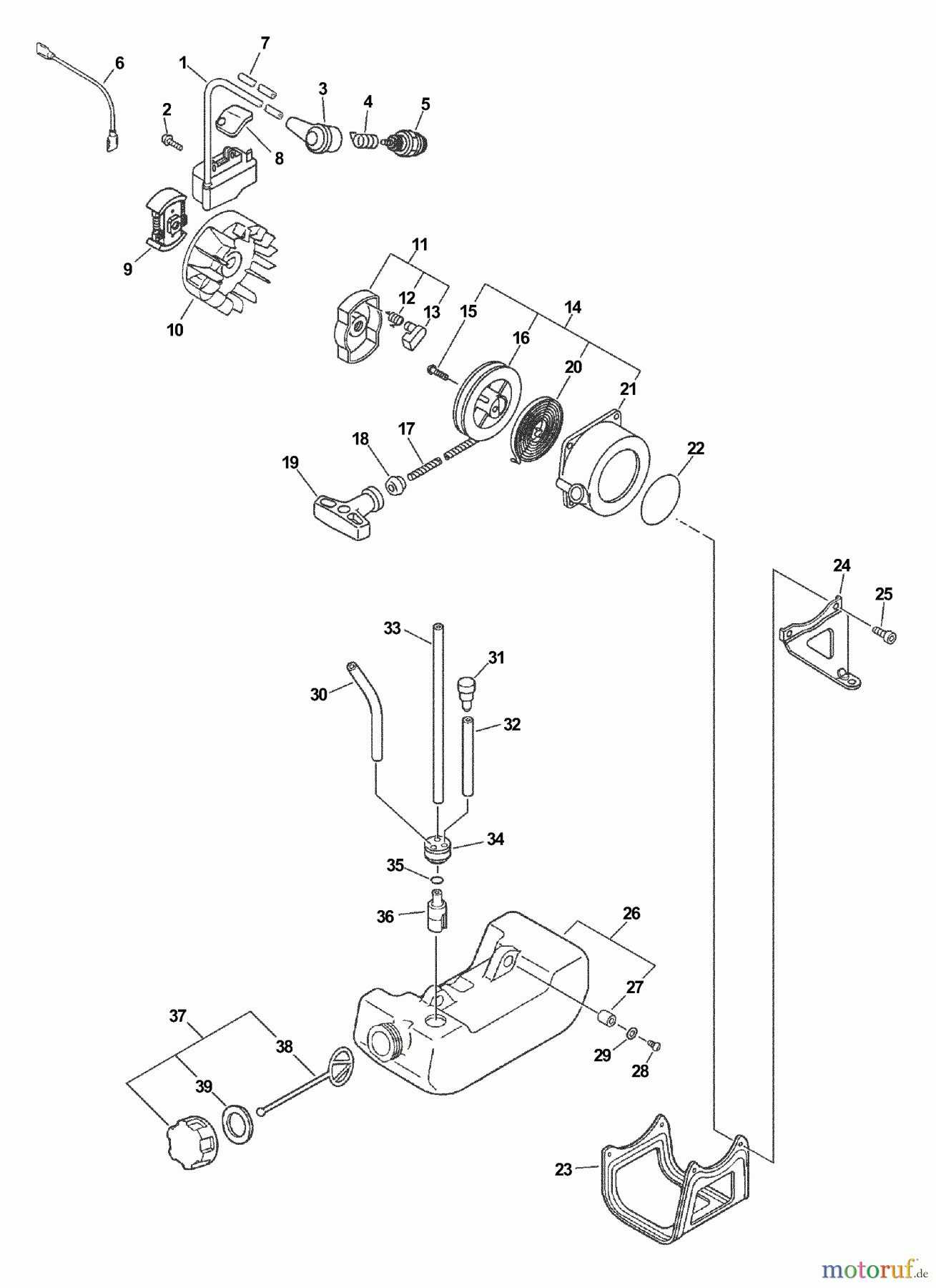 Echo Bohrer / Erdbohrer ED-200 - Echo Engine Drill, S/N: 07001001 - 07999999 Ignition, Starter, Clutch, Fuel System