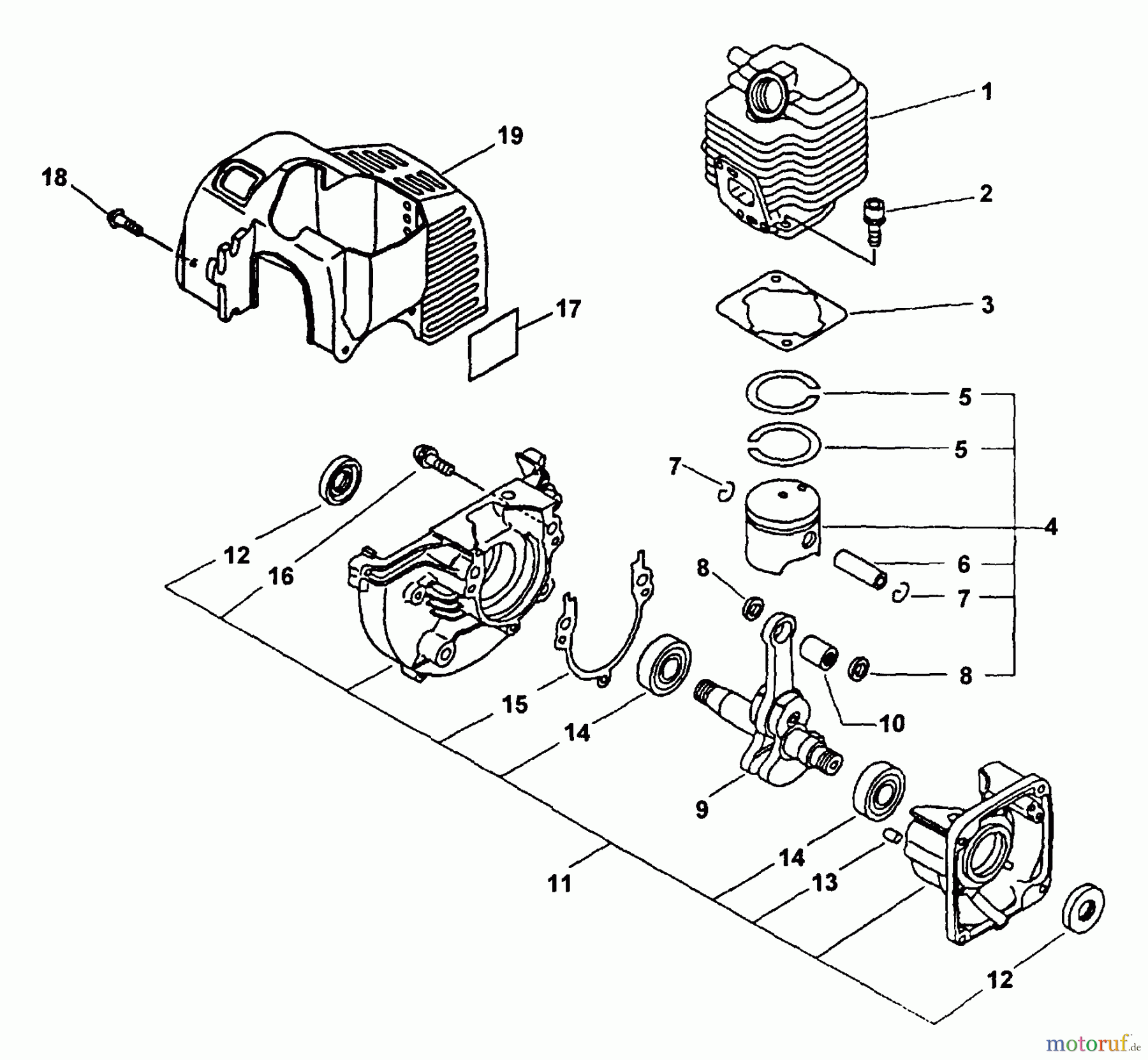  Echo Bohrer / Erdbohrer EDR-2100 - Echo Reversible Engine Drill (Type 1) Engine, Crankcase, Cover